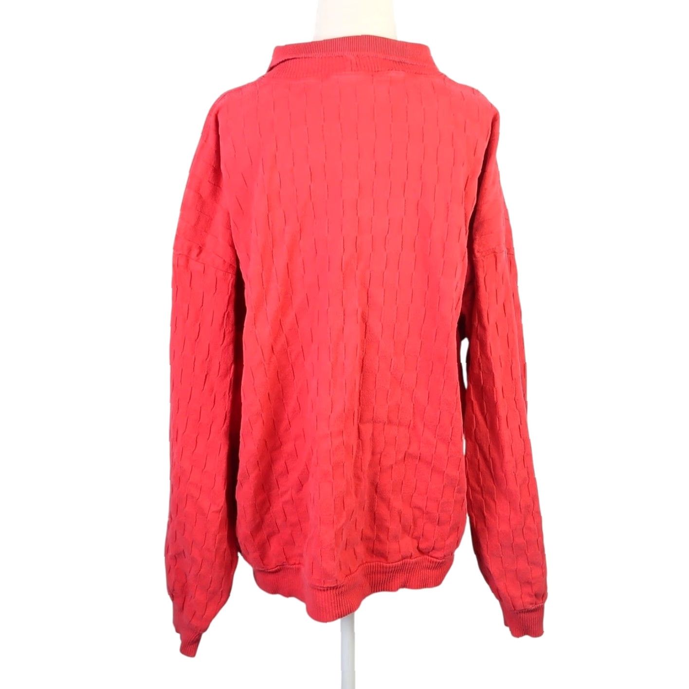 Vintage VINTAGE 90s Cotton to the Core Red Grid Collared Sweatshirt XL Women Size XL / US 12-14 / IT 48-50 - 4 Thumbnail