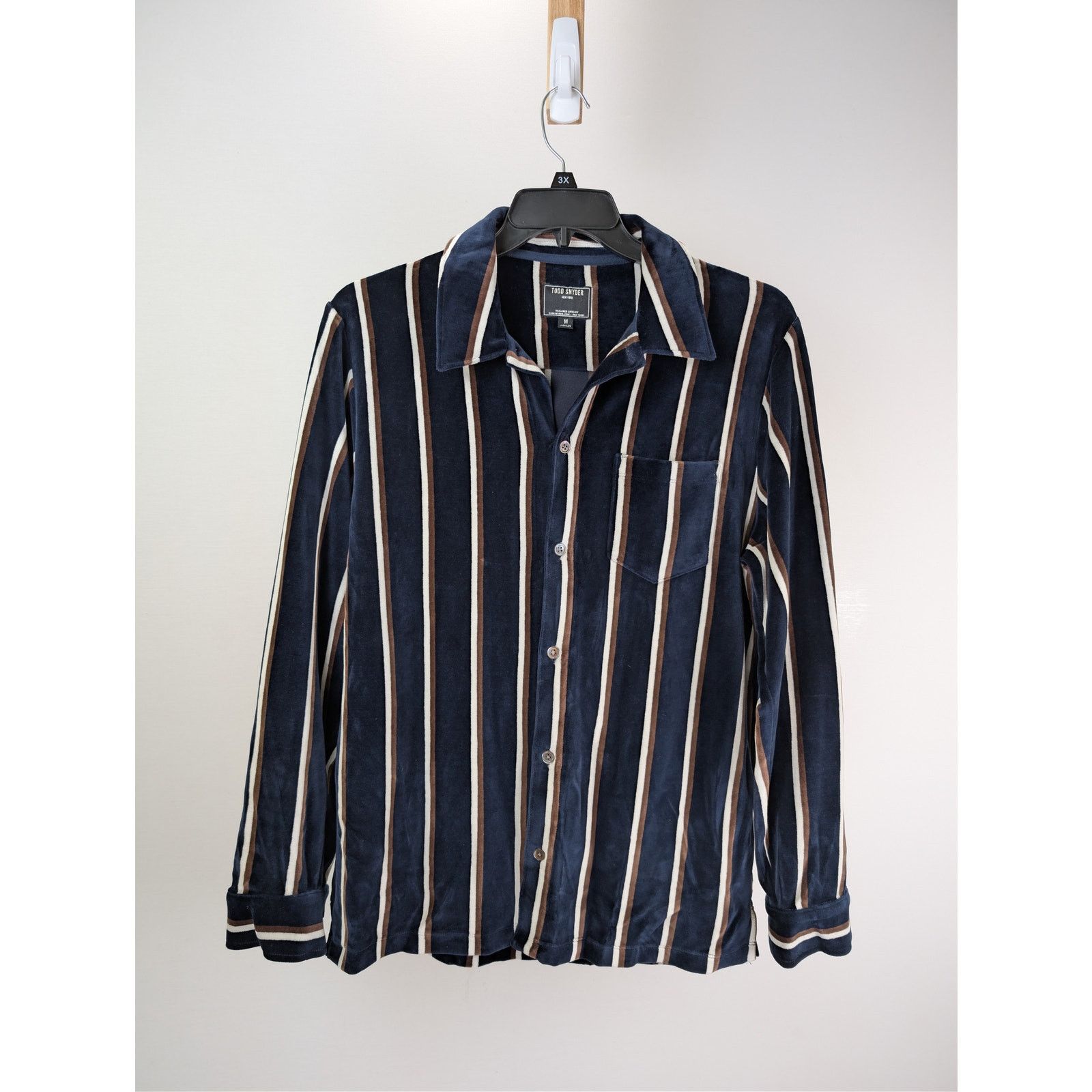 Todd Snyder o1rshd1 CC20 Velvet Striped Button-Up Polo Button Shirt Size US M / EU 48-50 / 2 - 8 Thumbnail
