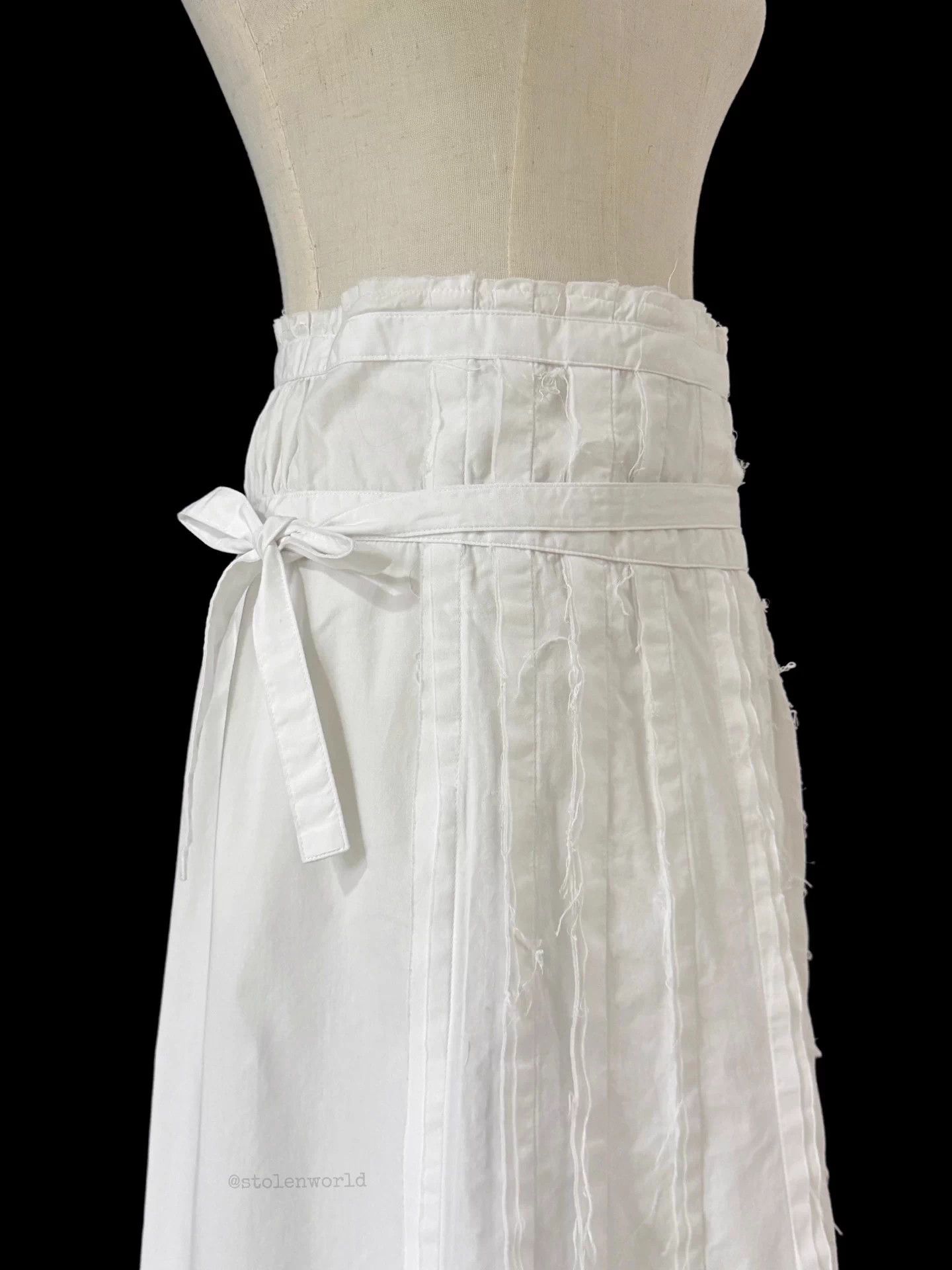 Comme des Garcons Comme des Garçons White Cotton Pleated Tie Wrap Skirt M Size 29" - 8 Thumbnail