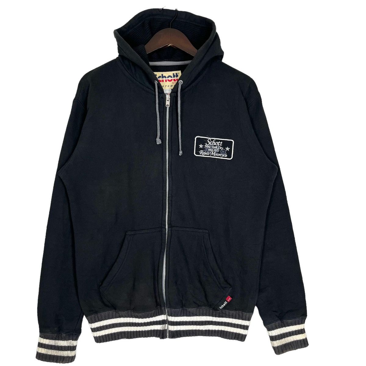Schott NYC Rebel Motorcycle Zipper Hoodie Jacket