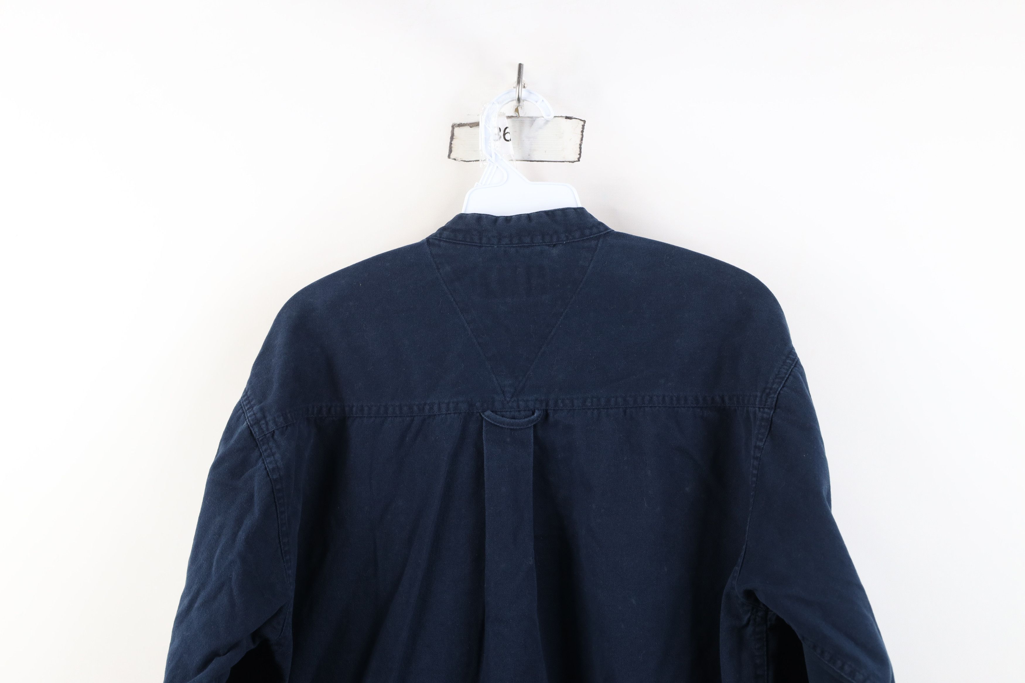 Vintage Vintage 90s Streetwear Band Collar Button Shirt Navy Blue Size US M / EU 48-50 / 2 - 12 Thumbnail
