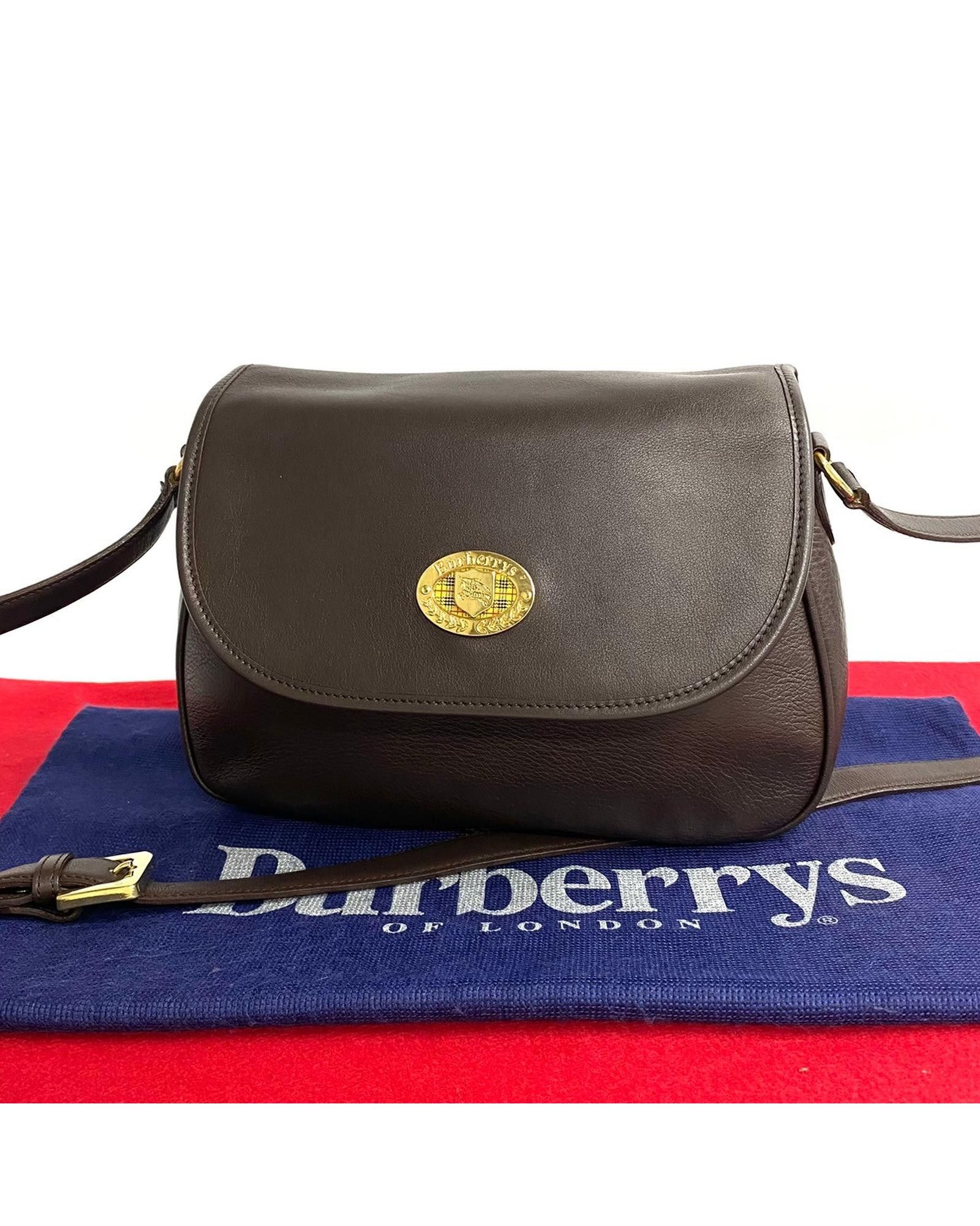 image of Burberry Leather Logo Crossbody Bag In Excellent Condition in Brown, Women's