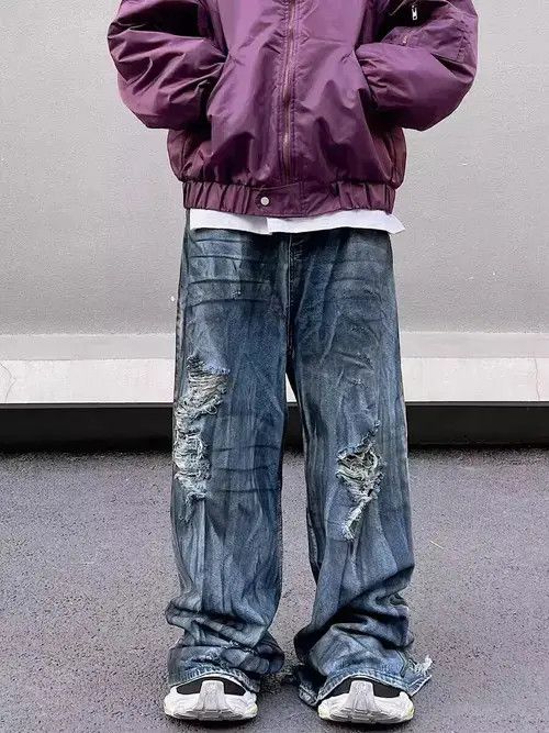 Jean Heavy industry high street wasteland ripped wide leg jeans Size US 32 / EU 48 - 4 Thumbnail
