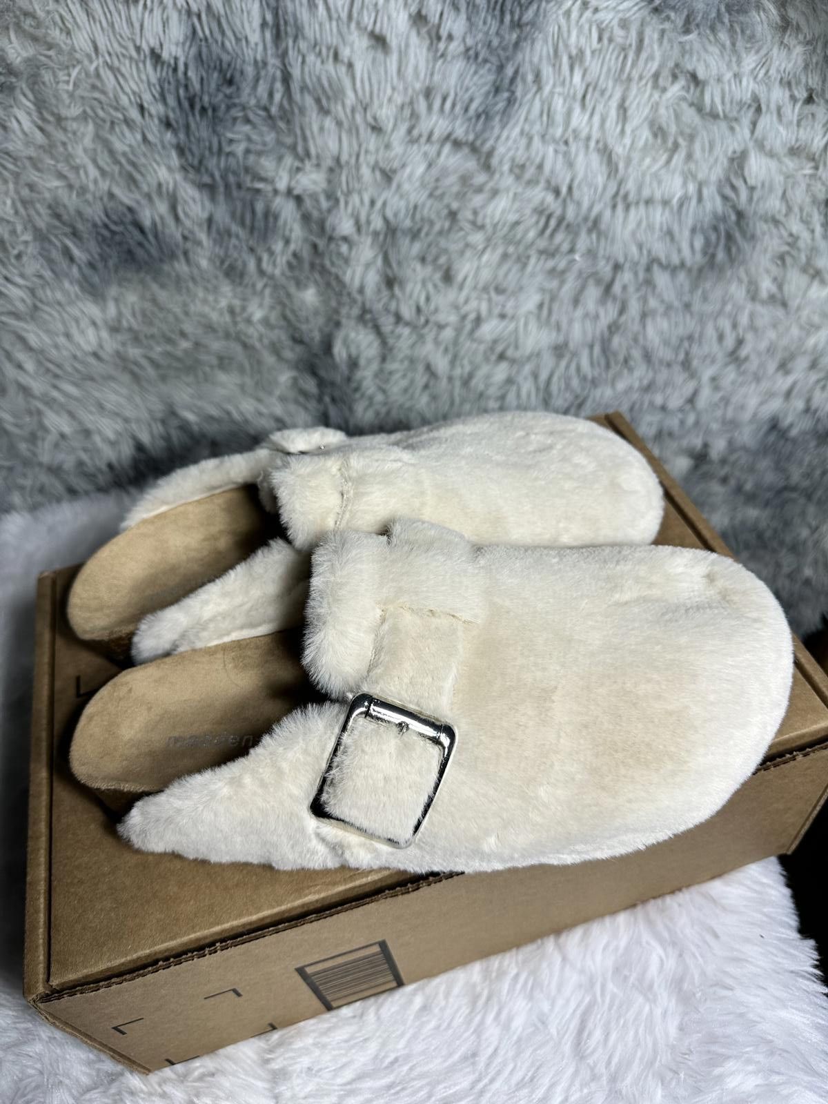 Other Madden Girl Cream Fuzzy Slip-On Buckle Mules Size US 9.5 / IT 39.5 - 3 Thumbnail