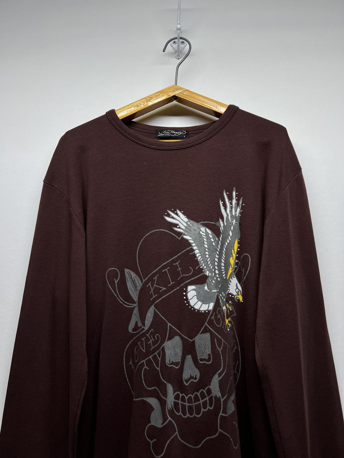 Ed Hardy Vintage Y2k Ed Hardy Skull Eagle 🦅☠️ Brown 🤎 Long Sleeve 00’s Size US L / EU 52-54 / 3 - 6 Thumbnail