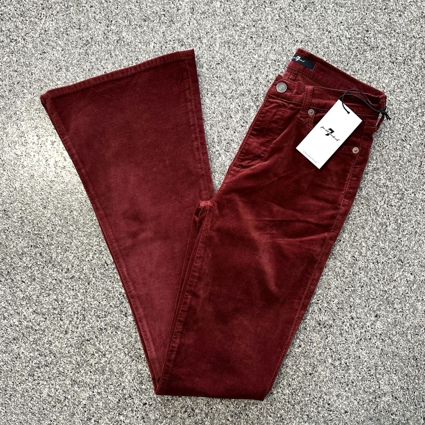 7 For All Mankind VINTAGE 7 For All Mankind Classic Flare Jeans Womens 26x33 Red Velvet High Rise Ali Size 26" / US 2 / IT 38 - 2 Thumbnail