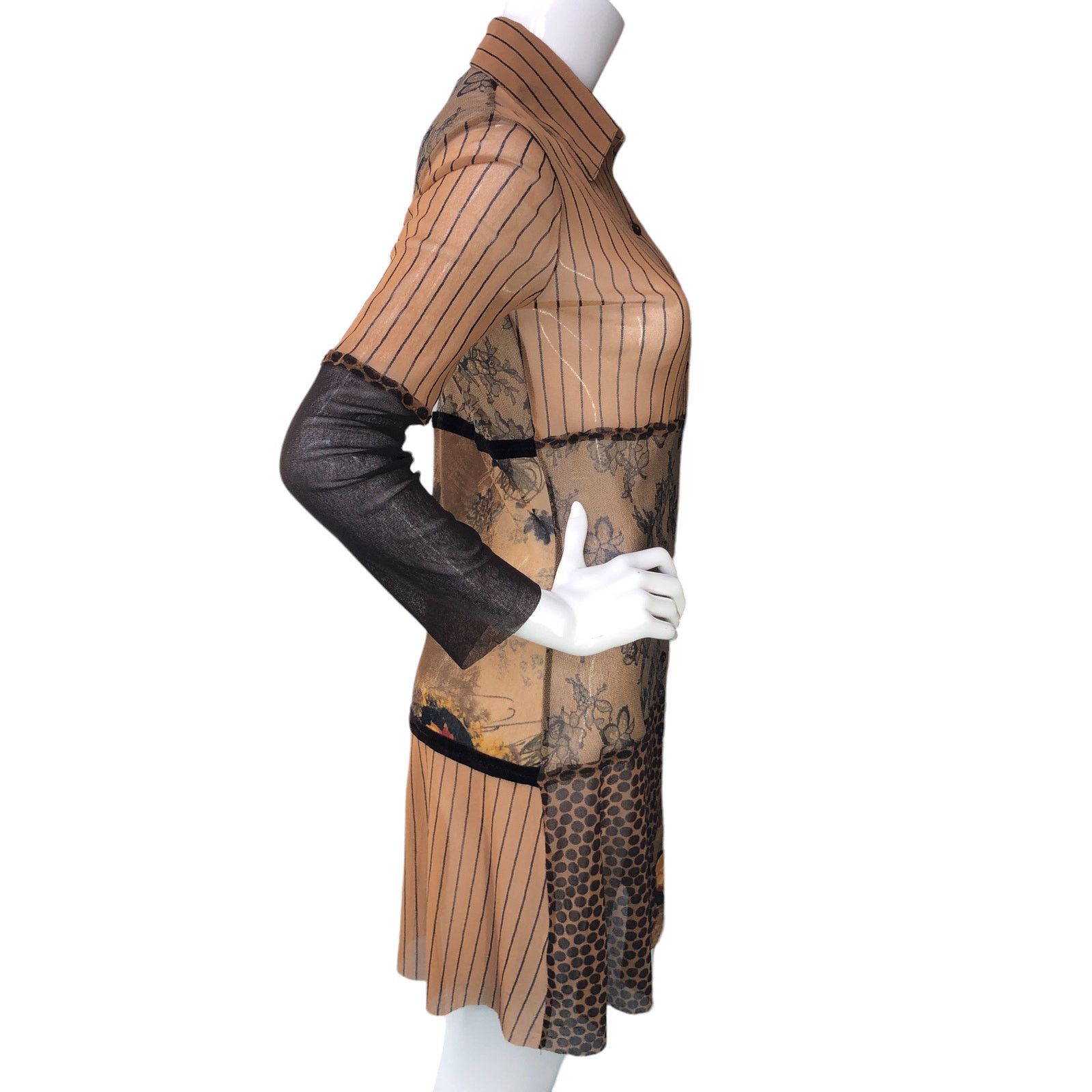 FUZZI Fuzzi JPG Size M Shirt Dress Sheer Multimedia Long Sleeve Size M / US 6-8 / IT 42-44 - 9 Thumbnail