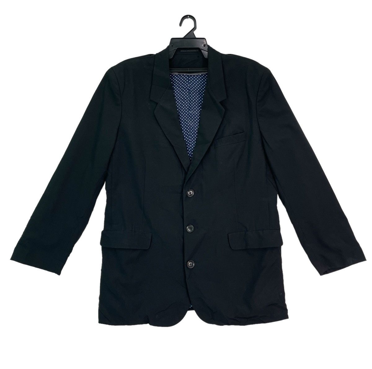 Yohji Yamamoto Y’s For Men polka dot rayon lined black wool blazer jacket Size US L / EU 52-54 / 3 - 3 Thumbnail