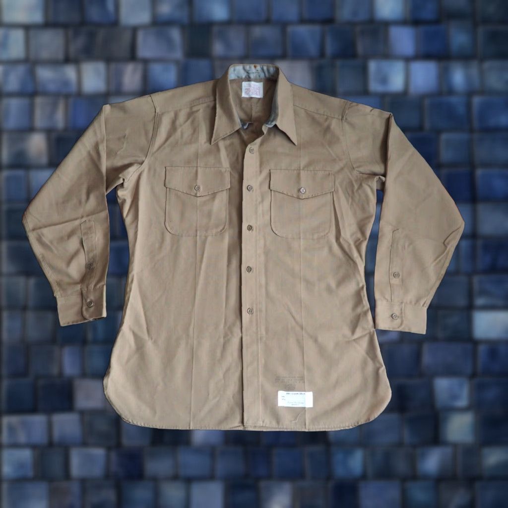 Vintage VINTAGE Great Northern USMC Marines Military Tan Wool Blend Button Shirt XL Mens Size US XL / EU 56 / 4 - 1 Thumbnail