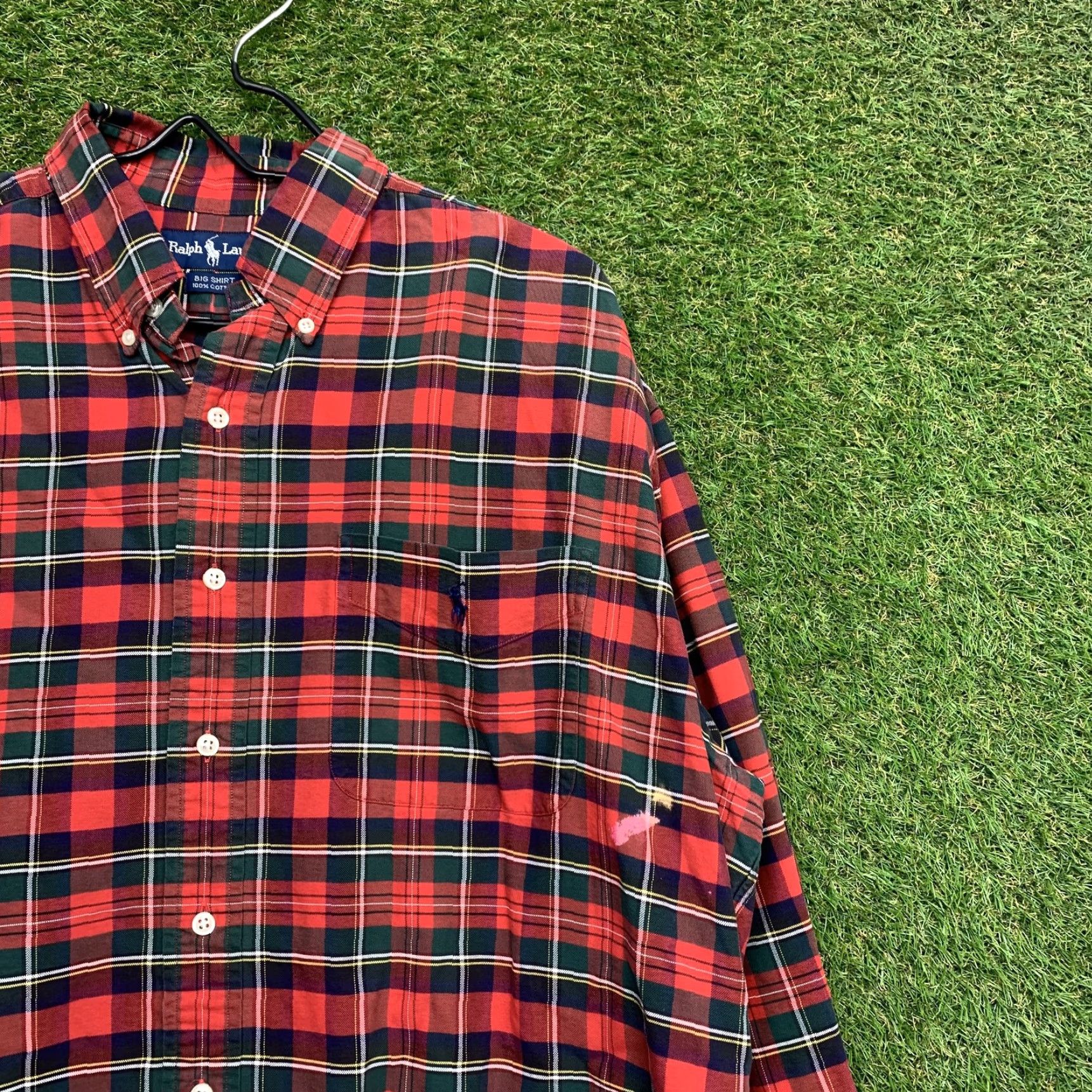 Ralph Lauren Ralph Lauren Big & Tall Shirt Mens Large Plaid Button-Down Cotton Red Green Casual Preppy Vintage Size US L / EU 52-54 / 3 - 2 Thumbnail