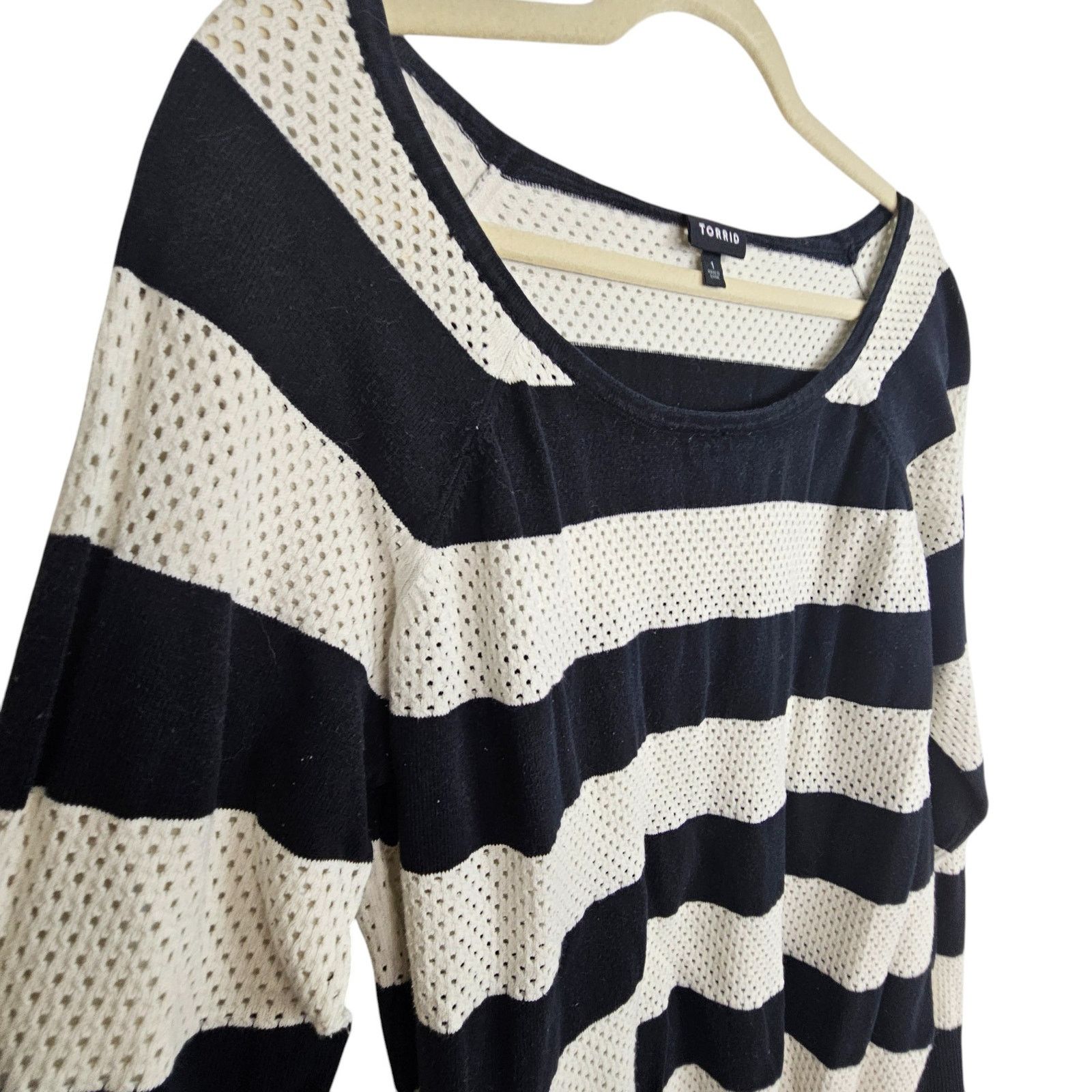 Torrid Torrid Womens Open Knit Striped Sweater Plus Size 1X Classic Size XL / US 12-14 / IT 48-50 - 6 Thumbnail