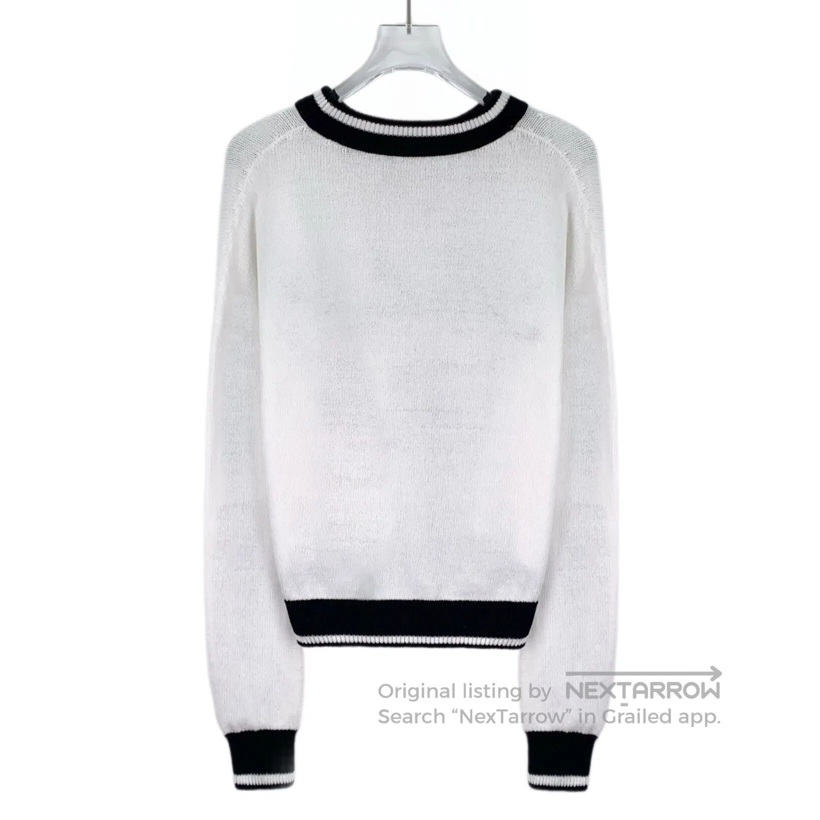 Balmain BALMAIN White Logo Embroidered Cotton Crew Neck Long Sleev Size XS / US 0-2 / IT 36-38 - 2 Thumbnail