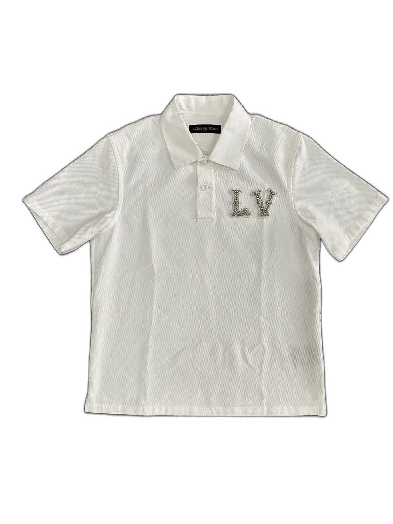 トップス Louis Vuitton knit polo shirt Louis Vuitton Navy Blue Monogram Patterned Knit Polo T-Shirt