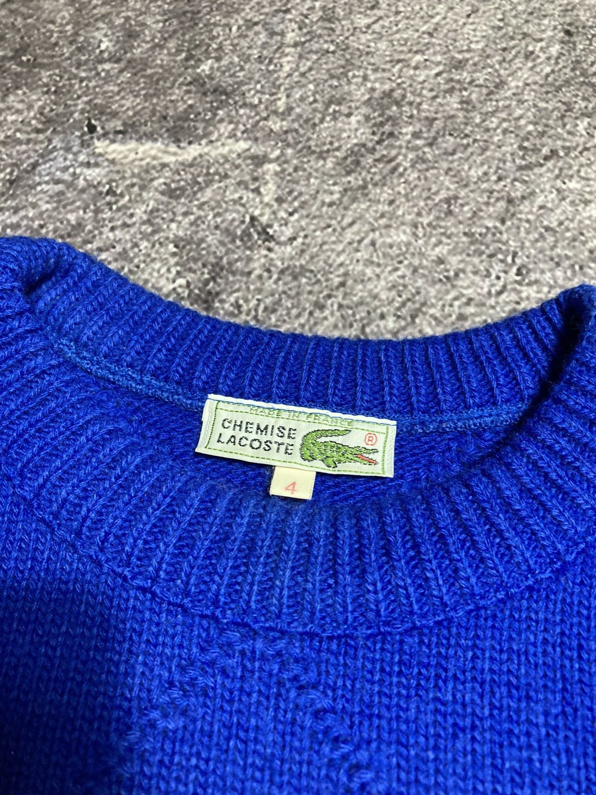 Lacoste Vintage 80s Chemise Lacoste Diamond Blue Knit Wool Sweater Size US L / EU 52-54 / 3 - 4 Thumbnail