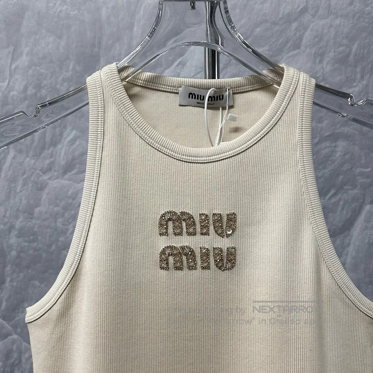 Miu Miu miu miu logo tank top with rhinestones. Size M / US 6-8 / IT 42-44 - 2 Thumbnail