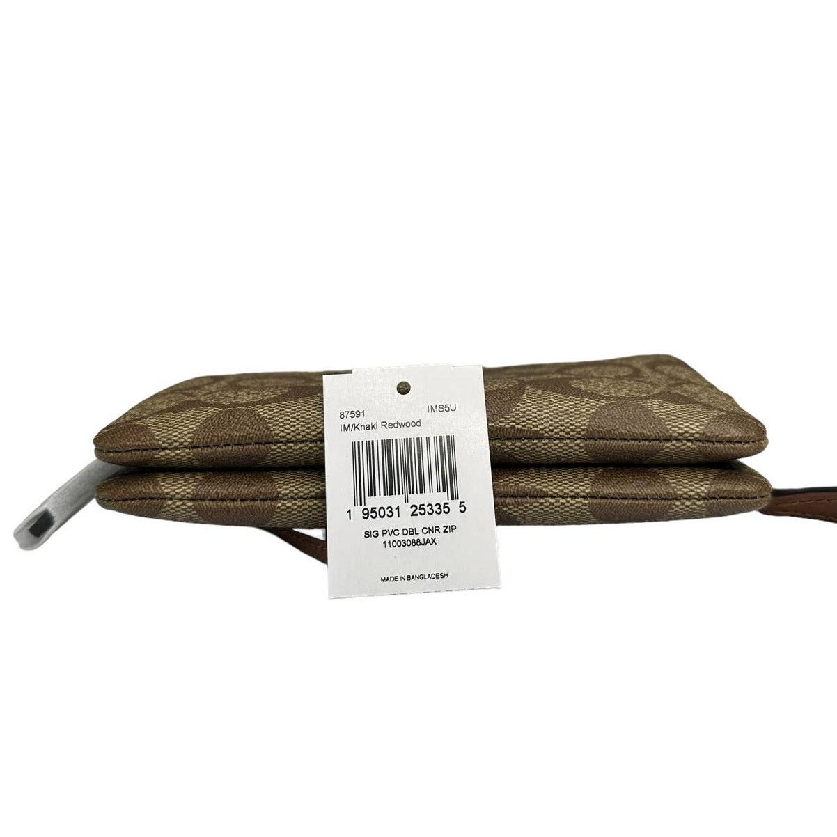 Coach Coach Double Corner Zip Wristlet In Signature Khaki Reedwood Size ONE SIZE - 7 Thumbnail