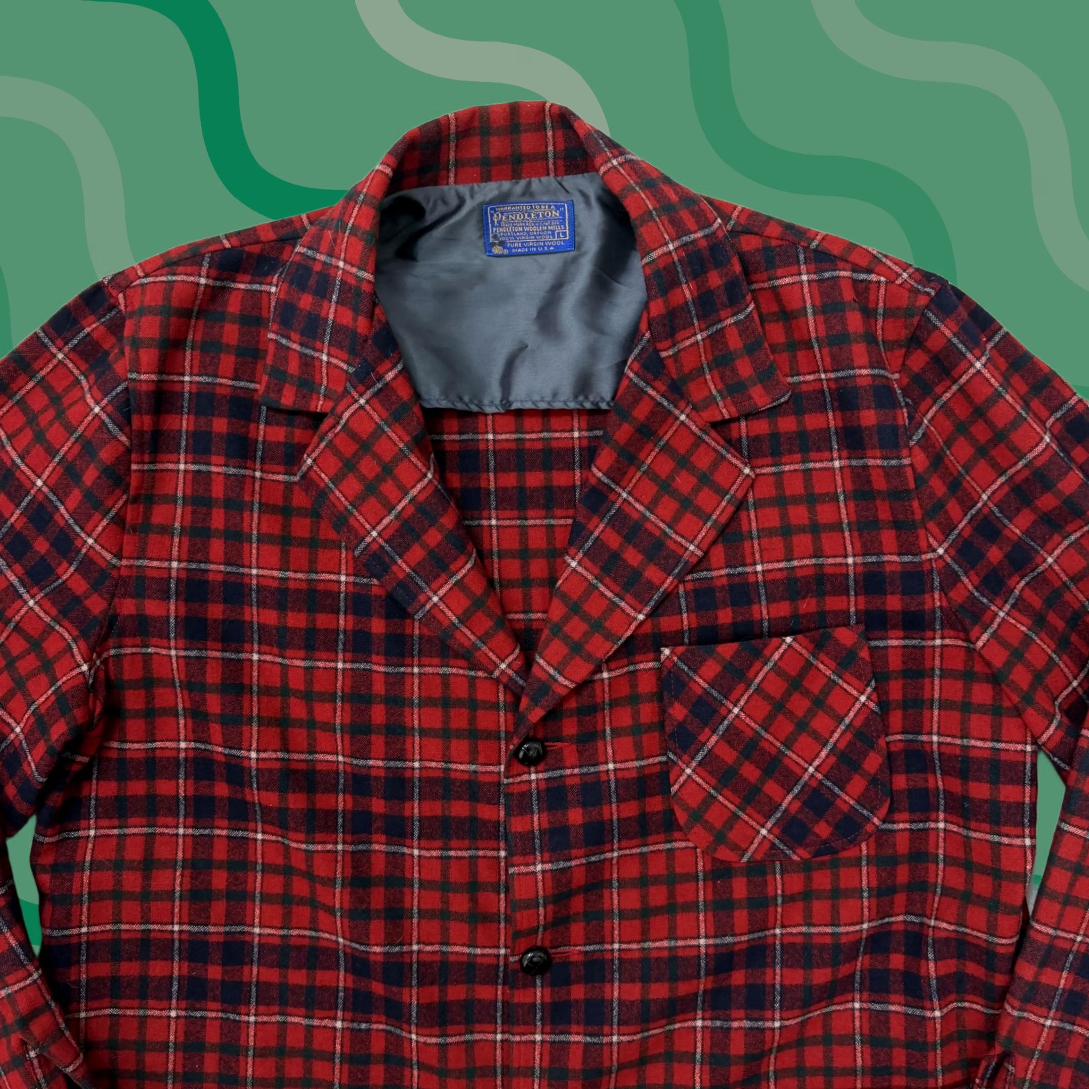 Pendleton VINTAGE Pendleton Blazer Sport Coat Mens Large Red Plaid Wool Jacket Made USA Size 42R - 1 Thumbnail