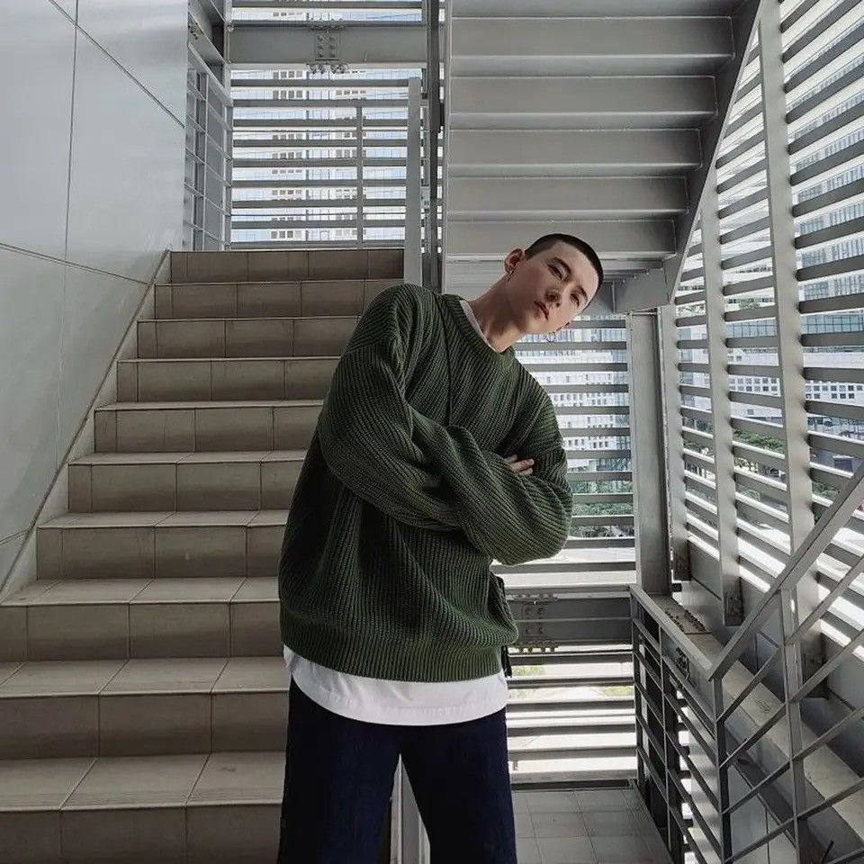 Japanese Brand × Vintage Sweatshirt Knitted Solid Streetwear Pullover y2k Size US L / EU 52-54 / 3 - 2 Thumbnail