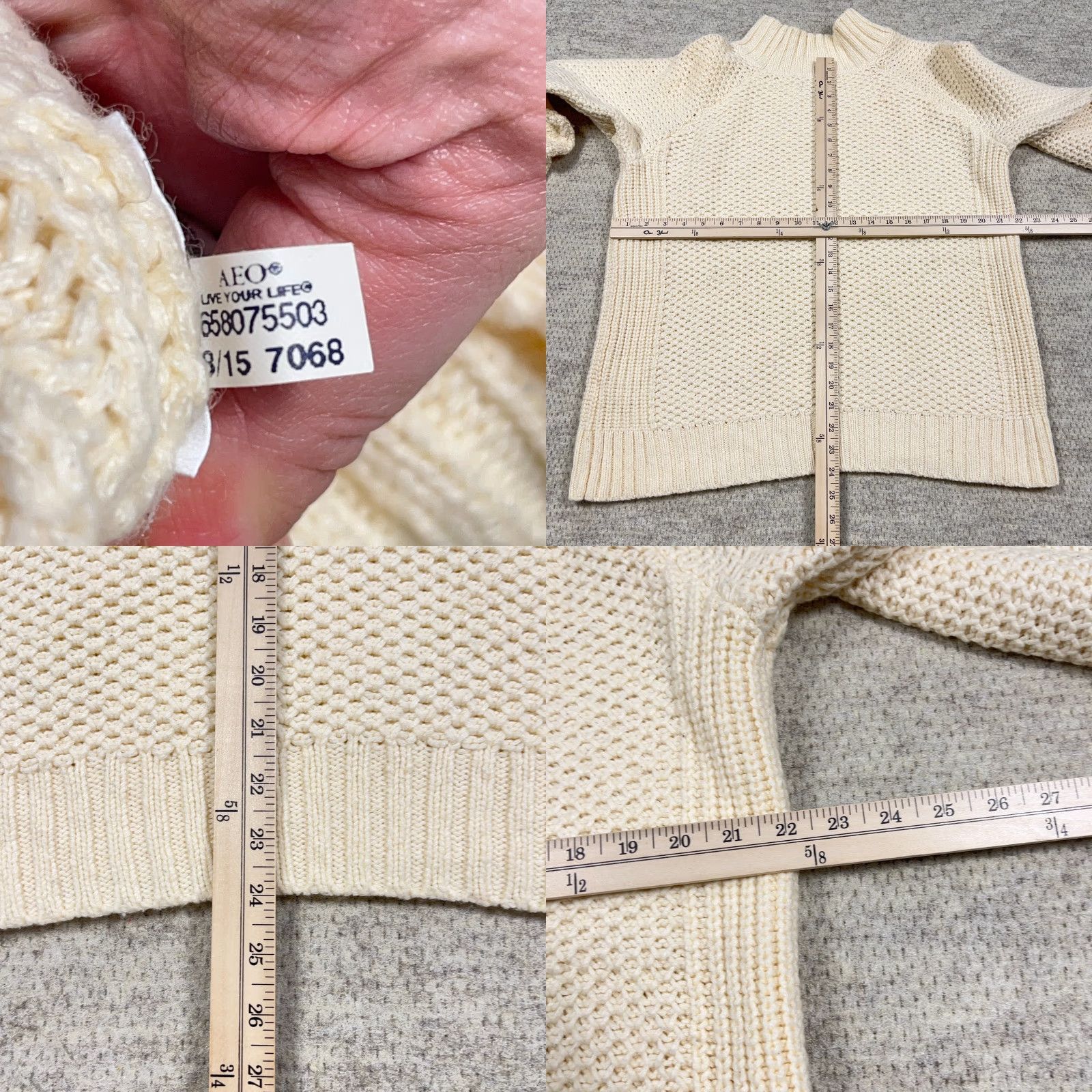 American Eagle Outfitters American Eagle Outfitters Sweater Women XL Ivory Turtleneck Cable-Knit Wool Blend Oversized Pullover Winter Casual Mens? Size XL / US 12-14 / IT 48-50 - 8 Thumbnail