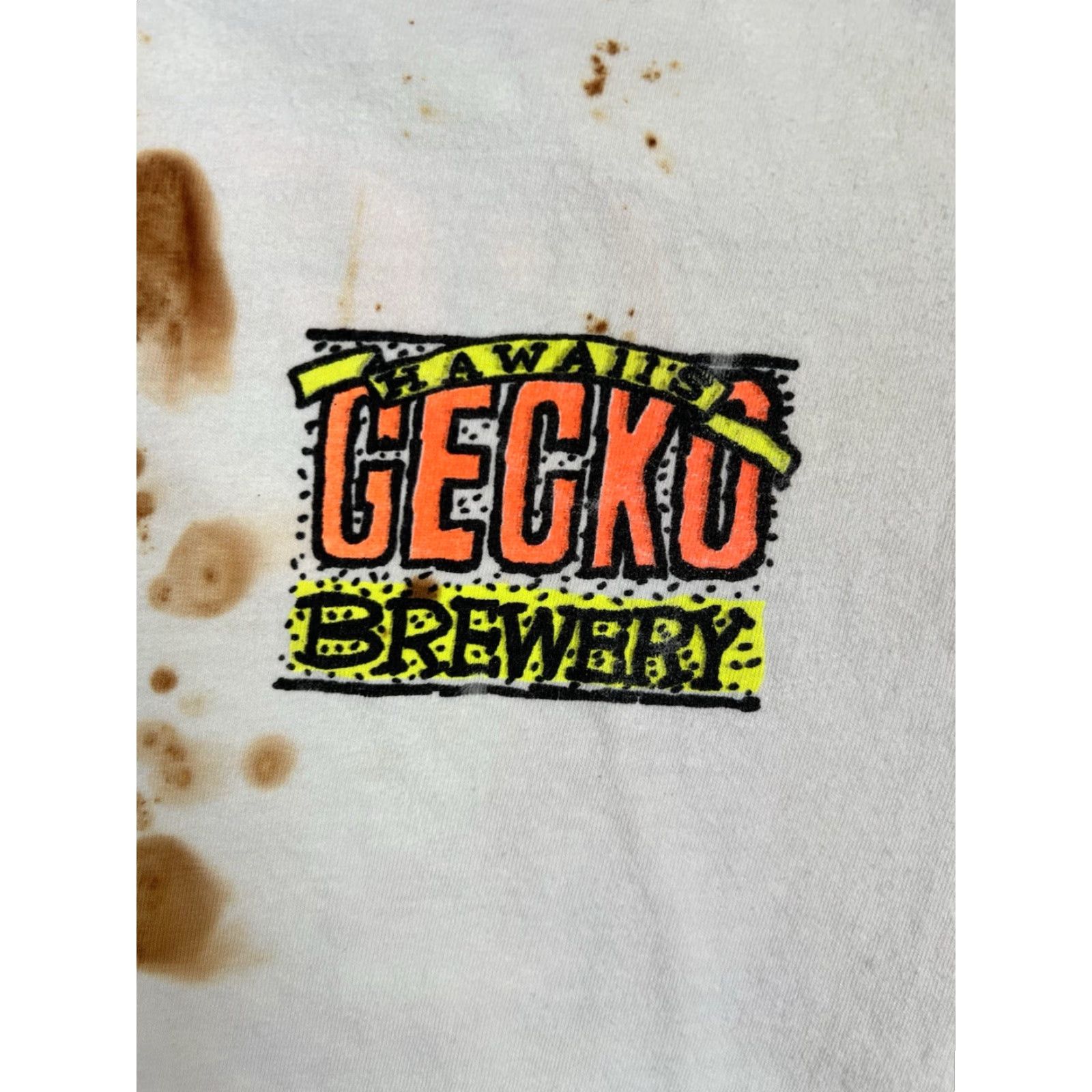 Vintage VINTAGE Gecko Brewery Hawaii T-Shirt Large Mens White 90s Beer Funny Stained Size US L / EU 52-54 / 3 - 3 Thumbnail