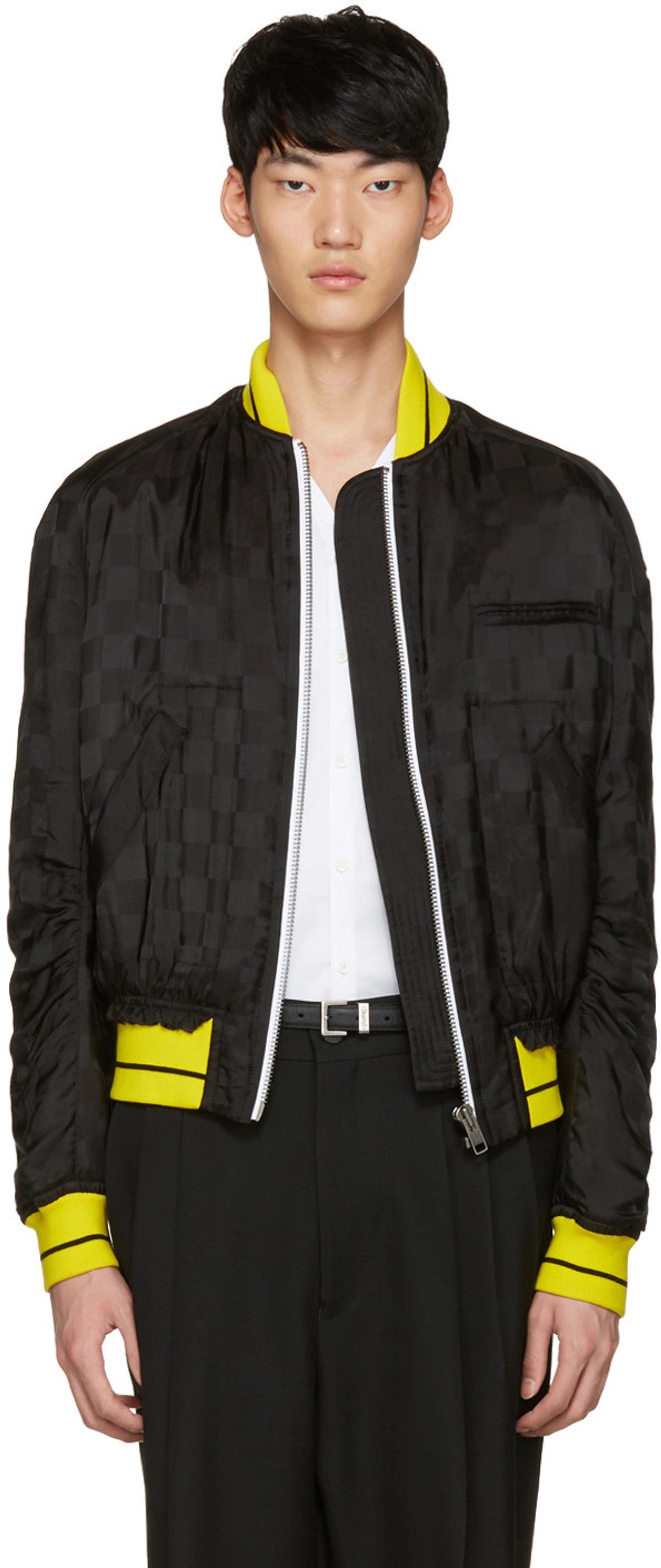 Haider Ackermann Haider Ackermann Black Jacquard Check Bomber Jacket Size US XS / EU 42 / 0 - 1 Thumbnail