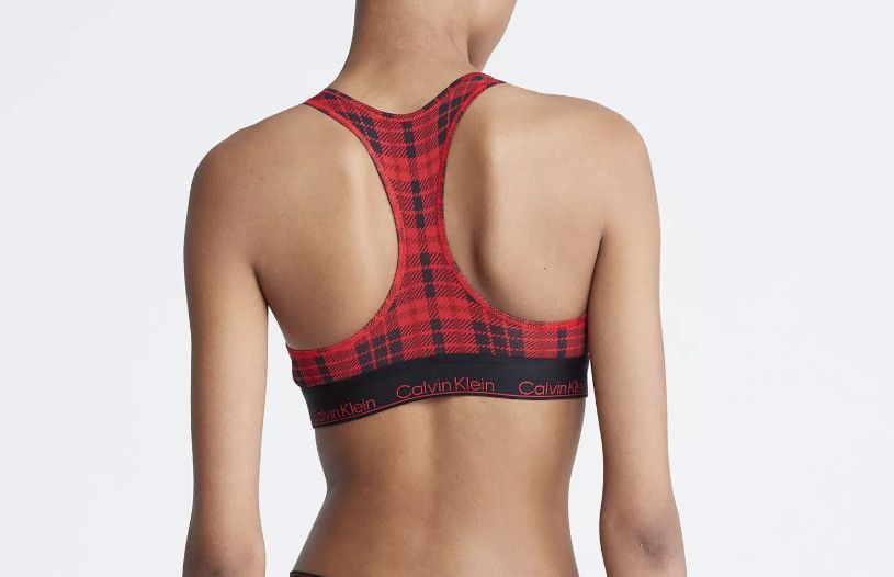 Calvin Klein Calvin Klein CK Modern Cotton Rouge Plaid Red Bralette ( M ) Size ONE SIZE - 2 Thumbnail