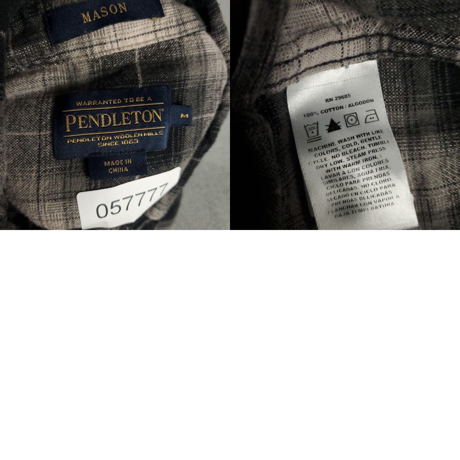 Pendleton Pendleton Button-Up Shirt Mens Medium Gray Beige Plaid Flannel Long Sleeve Size US M / EU 48-50 / 2 - 8 Thumbnail