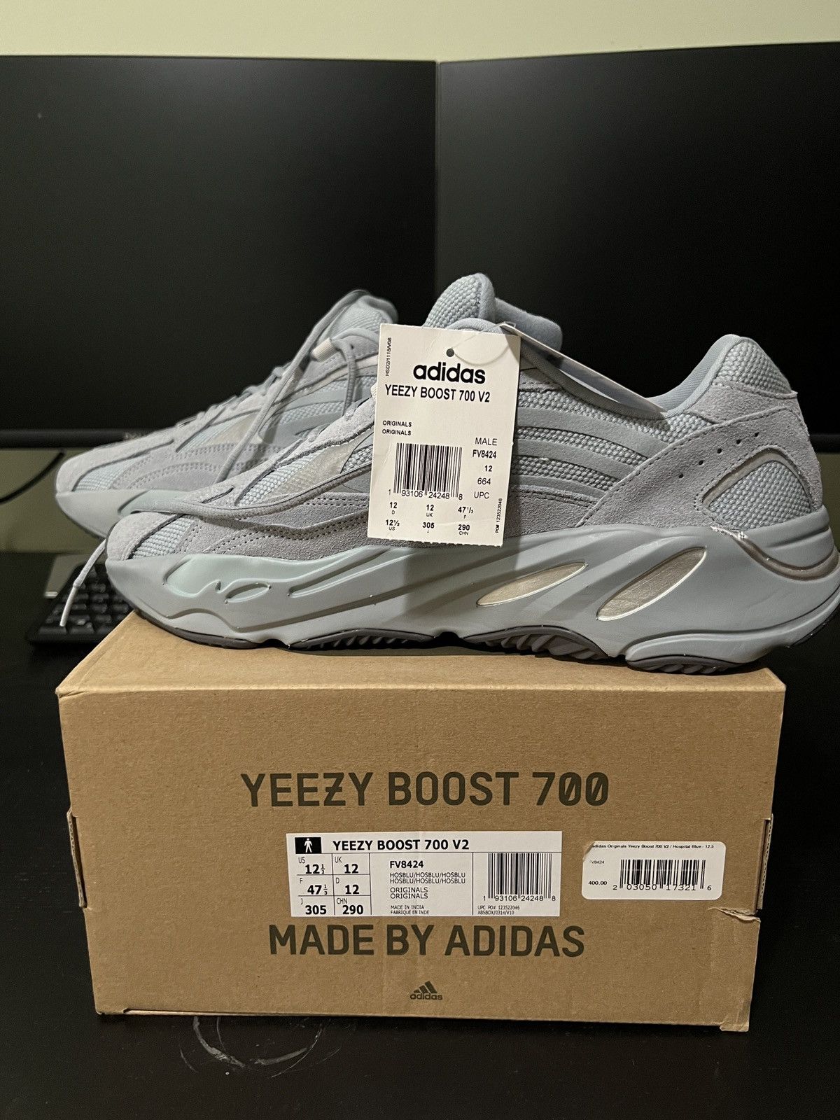 Yeezy Adidas Yeezy Boost 700 V2 Hospital Blue Size US 12.5 / EU 45-46 - 1 Thumbnail