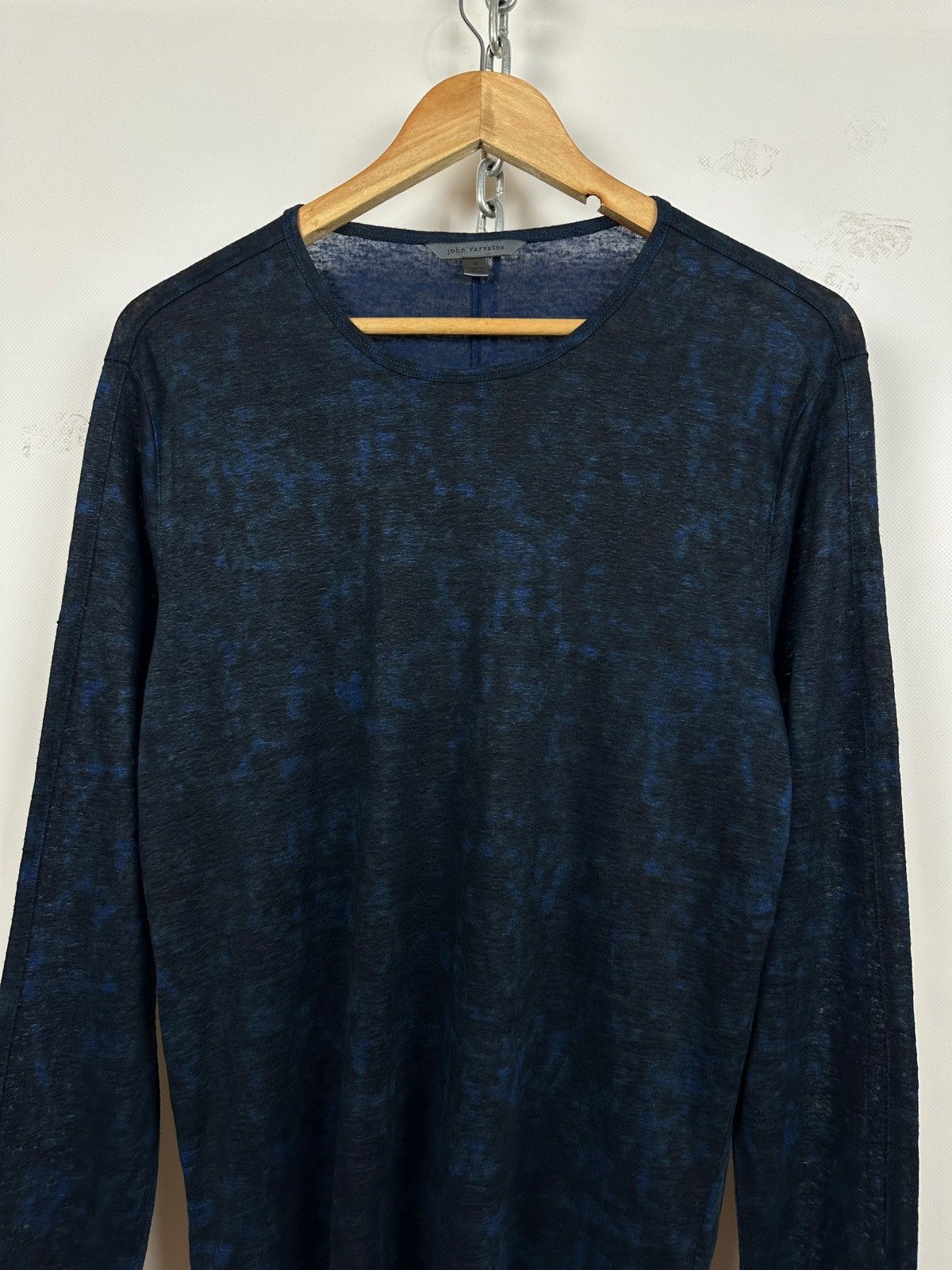 John Varvatos John Varvatos Linen Crewneck Black/Blue Long Sleeve T-Shirt Size US M / EU 48-50 / 2 - 4 Thumbnail