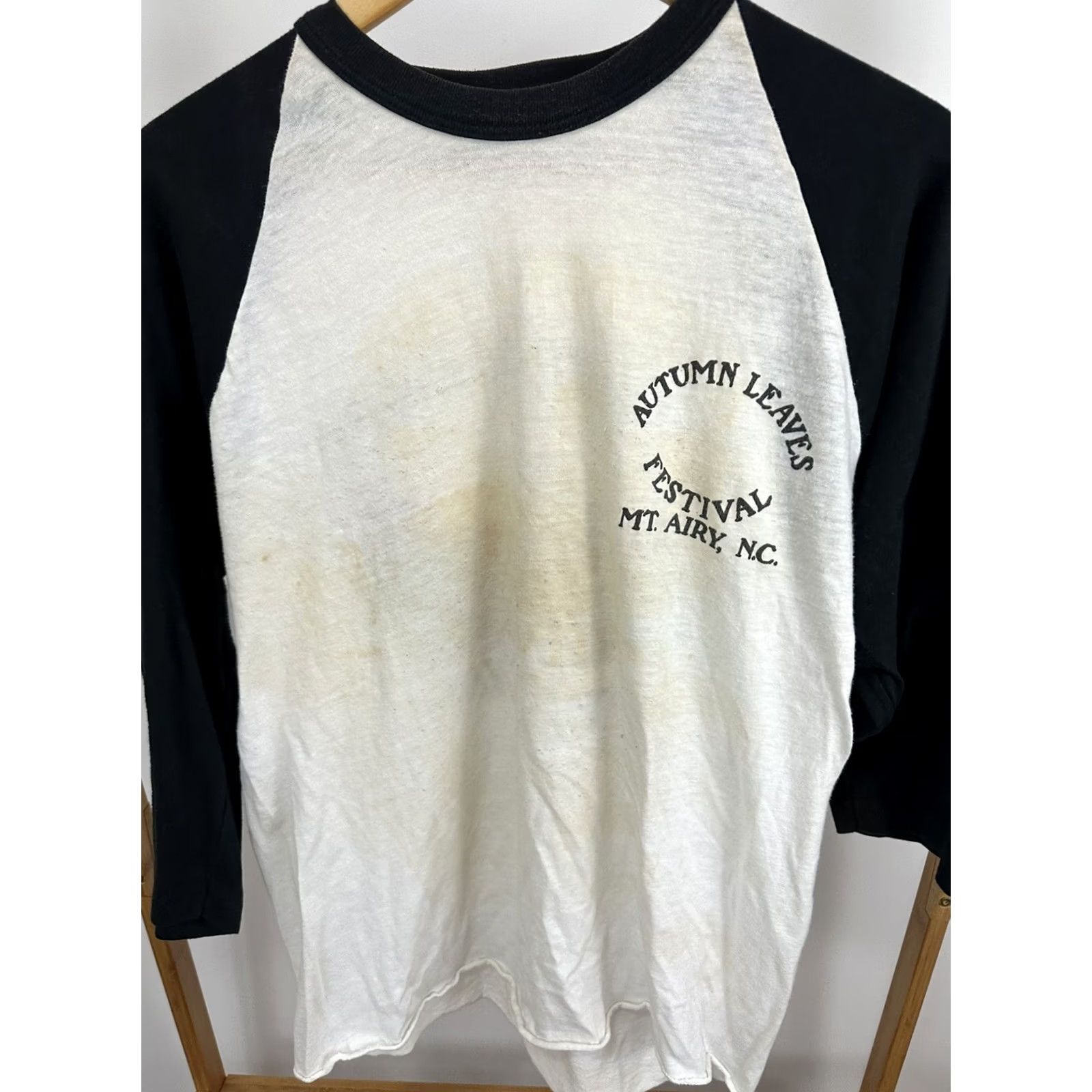 Hanes VTG 80s Autumn Leaves Festival MT Airy NC Raglan Paper Thin T-Shirt Size L Size US L / EU 52-54 / 3 - 7 Thumbnail
