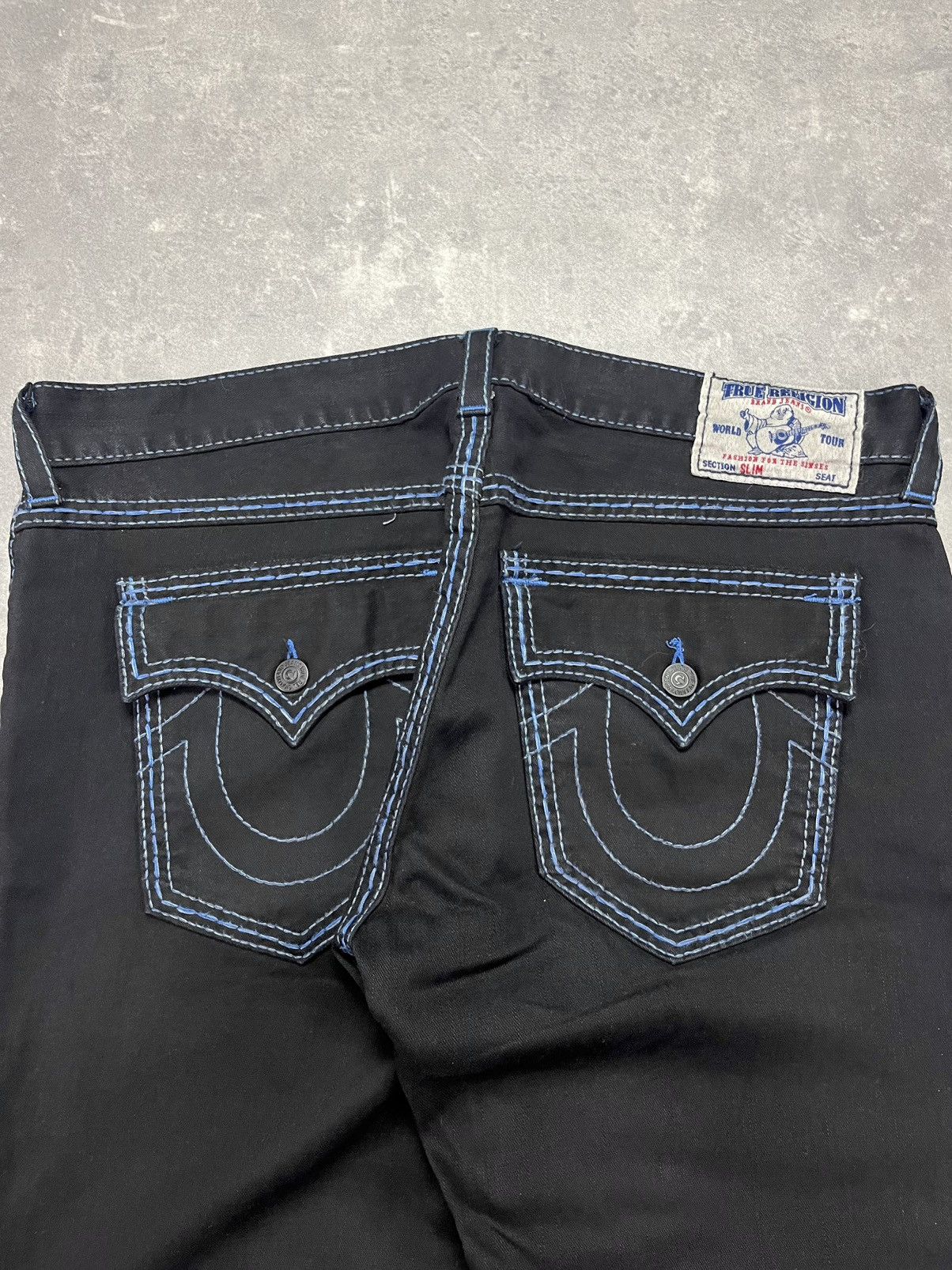 True Religion True Religion Slim Black / Blue Stitch Flaps Denim Jeans 40 Size US 40 / EU 56 - 13 Thumbnail