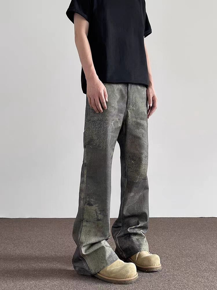 Japanese Brand × Jean Vintage washed camouflage distressed micro flare jeans Size US 32 / EU 48 - 1 Thumbnail