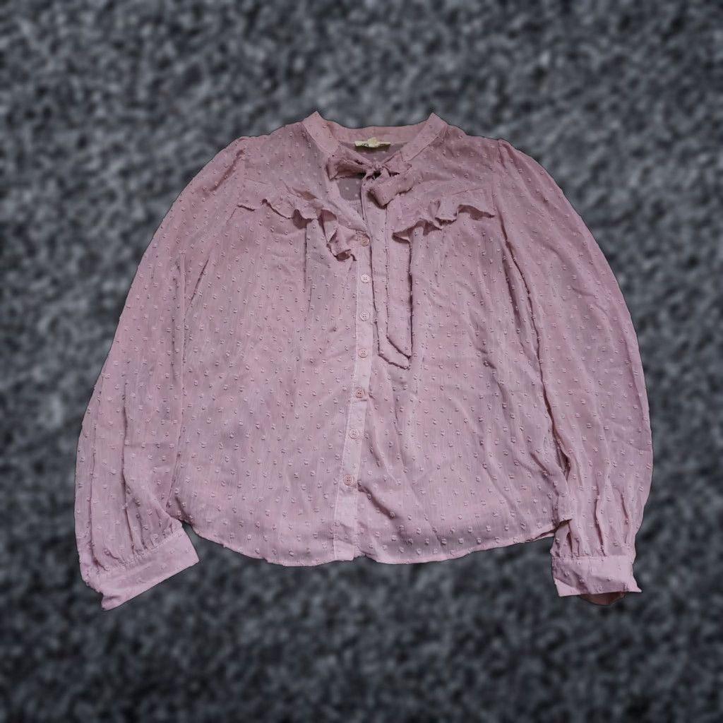 Vintage Womens Polka Dot Print Long Sleeve Shirt L Pink Listicle Blouse Tunic Shirt Women Size L / US 10 / IT 46 - 1 Thumbnail