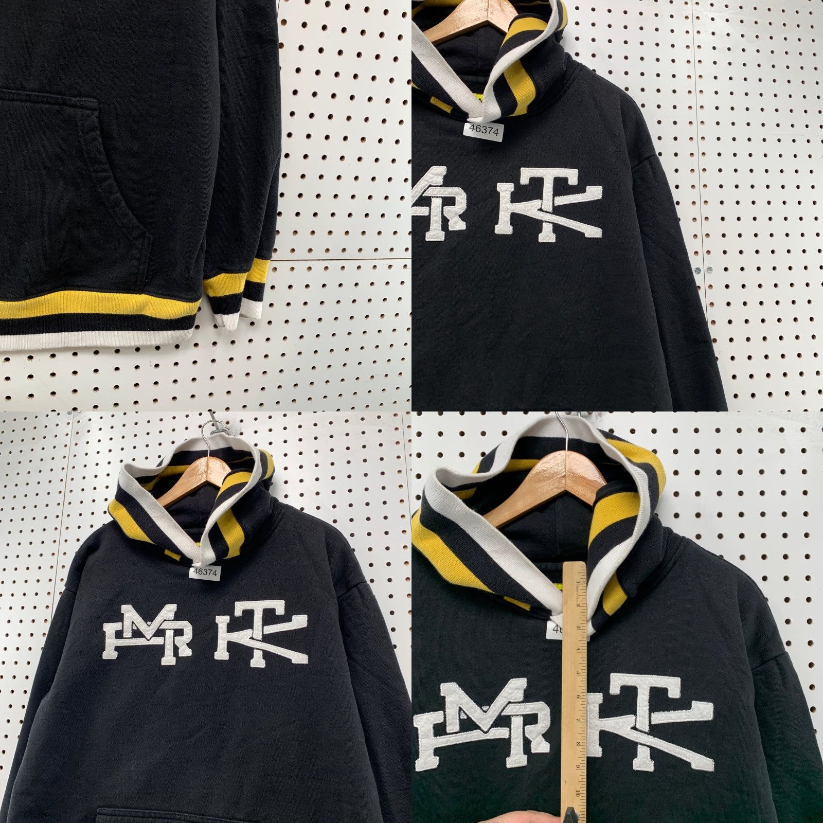 Market Chinatown Market Hoodie Sweatshirt Mens Large Black Yellow Stacked Embroidered Size US L / EU 52-54 / 3 - 8 Thumbnail