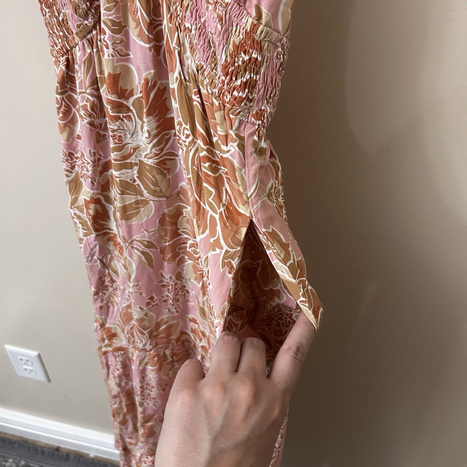 Other Women's Zesica Peach Floral Halter Maxi Sundress Sz L Size L / US 10 / IT 46 - 4 Thumbnail