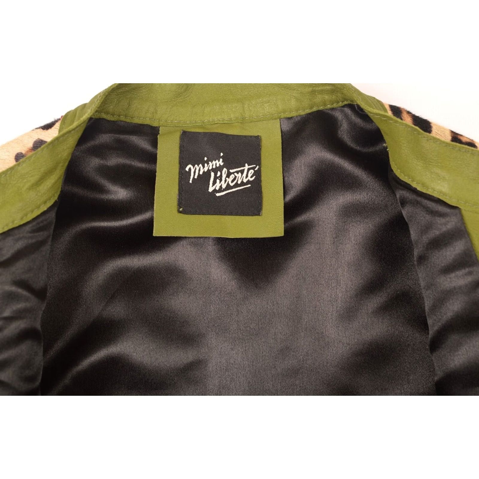 Vintage Michel Klein Mimi Liberte Leather Jacket ML 204 1207E Size 38 Green Women Biker Jacket Size XS / US 0-2 / IT 36-38 - 5 Thumbnail