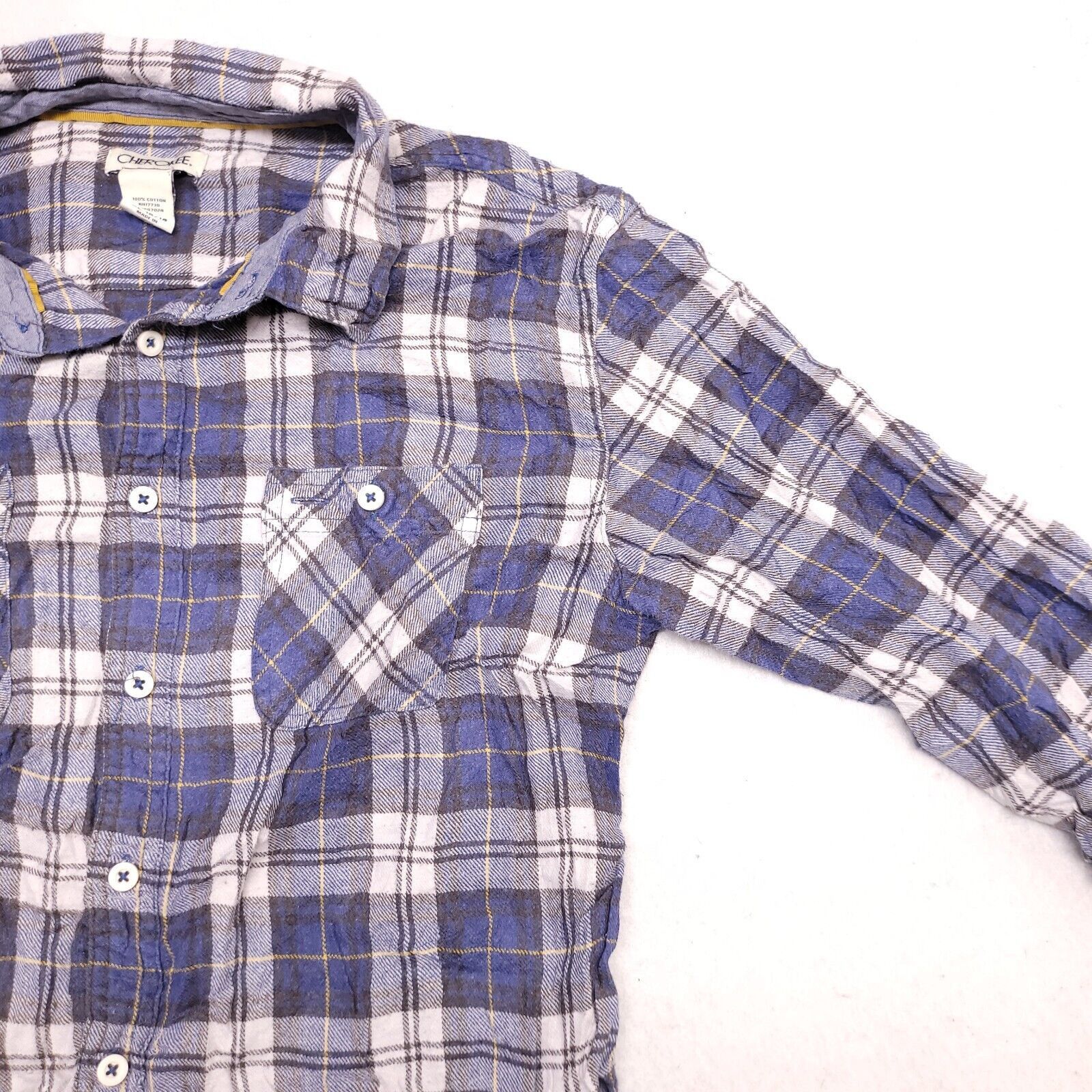 Cherokee Cherokee Tartan Flannel Button Shirt Mens Size XL Blue White Size US XL / EU 56 / 4 - 5 Thumbnail