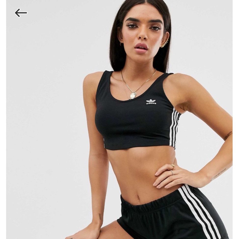 Adidas Adidas Womens Black Sports Bra With White Side Stripes Size Size S / US 4 / IT 40 - 1 Thumbnail