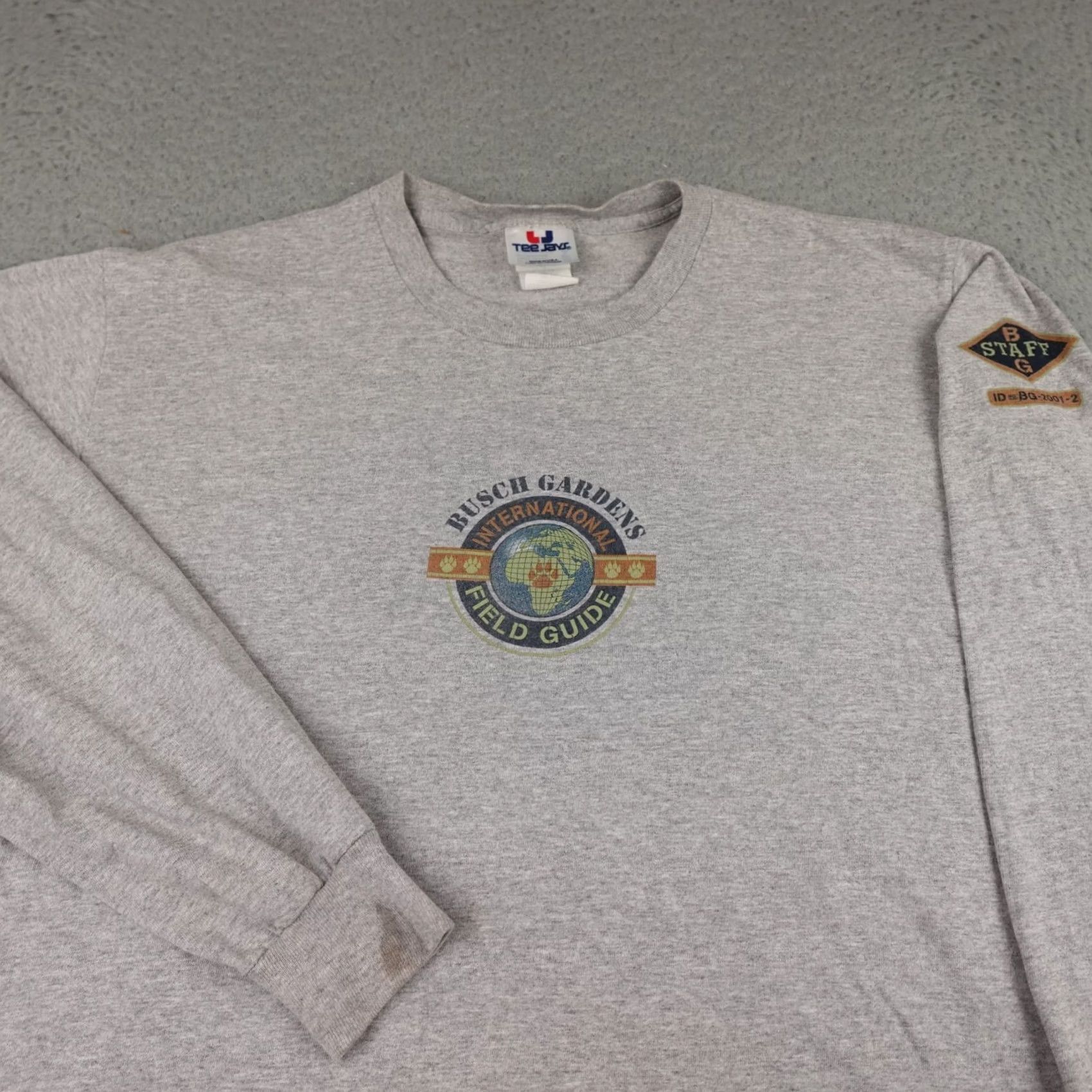 TEE JAYS VINTAGE Busch Gardens Shirt Mens Large Gray Field Guide Long Sleeve Made In USA Size US L / EU 52-54 / 3 - 6 Thumbnail