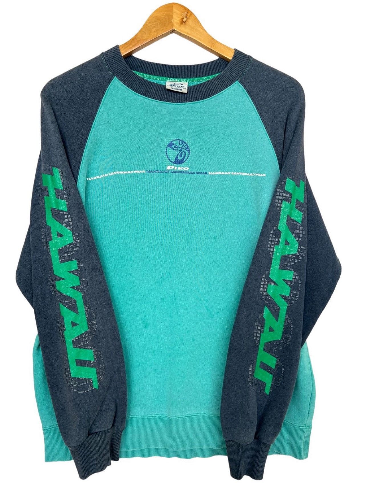Vintage Vintage 90s Piko Surfboard Green Sweatshirt Medium Size US L / EU 52-54 / 3 - 1 Thumbnail