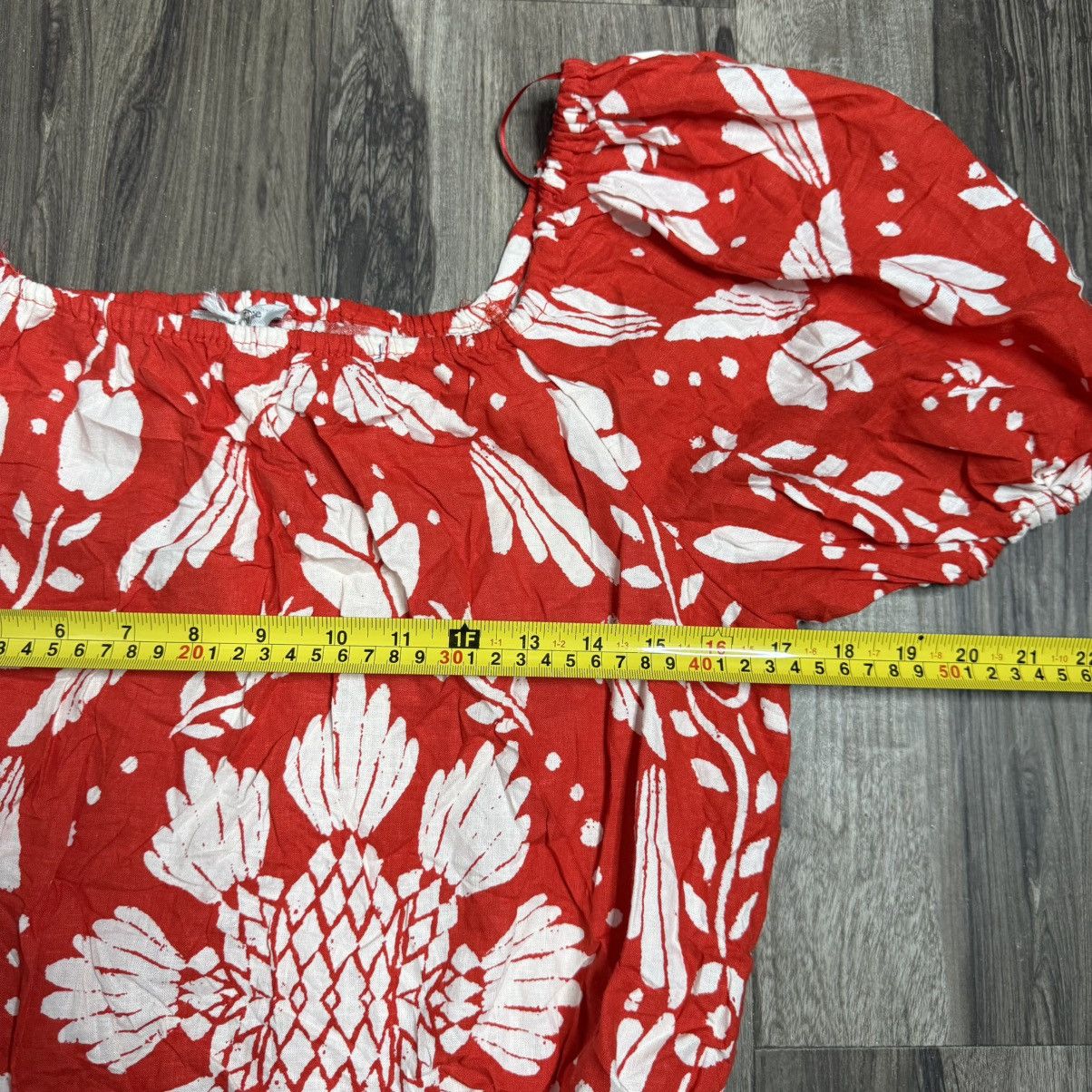 Haute Hippie Haute Hippie Red & White Floral Off-Shoulder Crop Top Size M / US 6-8 / IT 42-44 - 5 Thumbnail
