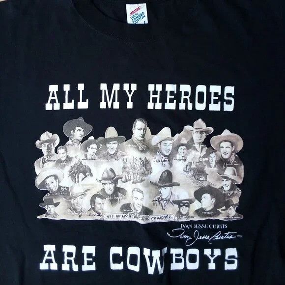 Vintage Deadstock Vintage All My Heroes Are Cowboys T-Shirt Size US L / EU 52-54 / 3 - 1 Thumbnail
