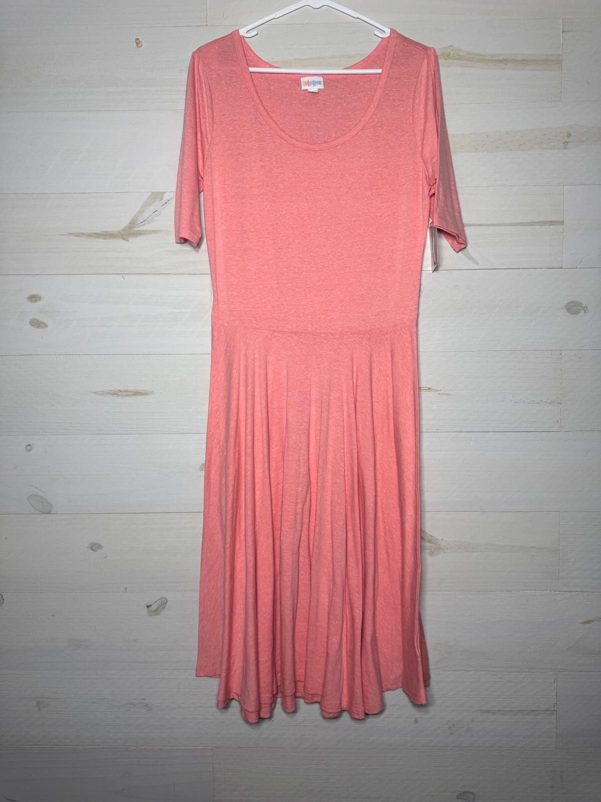Designer New LuLaRoe Women's Midi Dress Pink Scoop Neck Size M / US 6-8 / IT 42-44 - 1 Thumbnail