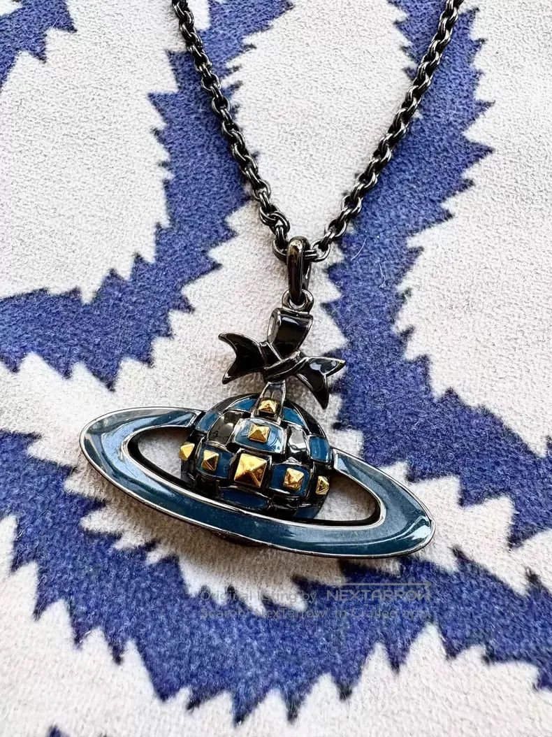 Vivienne Westwood Vivienne Westwood Blue Braided Large Saturn Necklace Size ONE SIZE - 1 Thumbnail