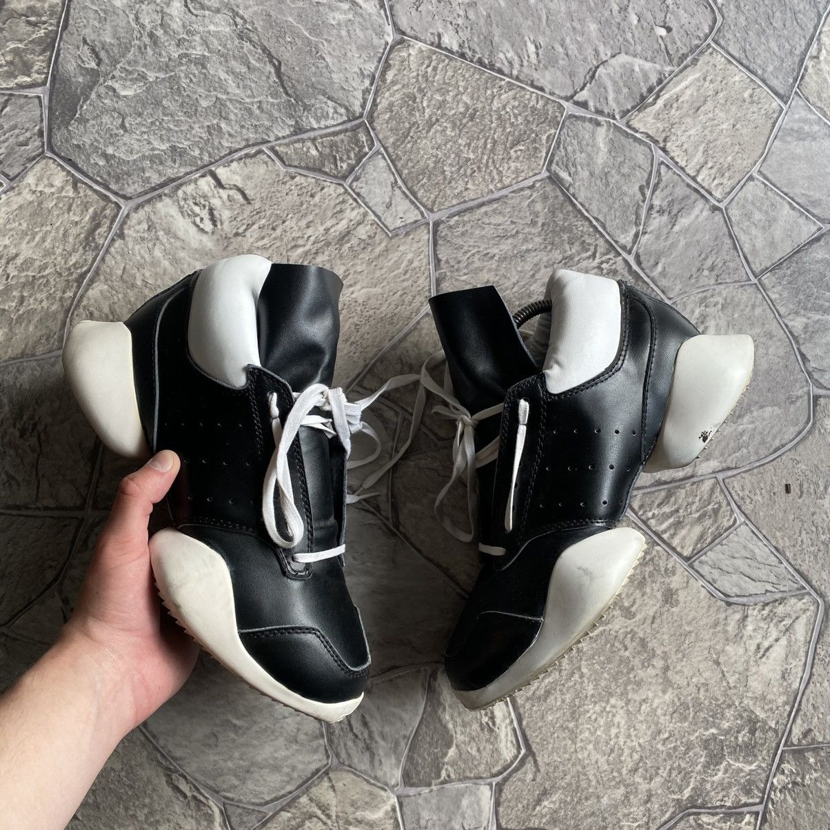 Rick Owens Rick Owens Geth Runner Waxed Nubuck Black Milk Size 45