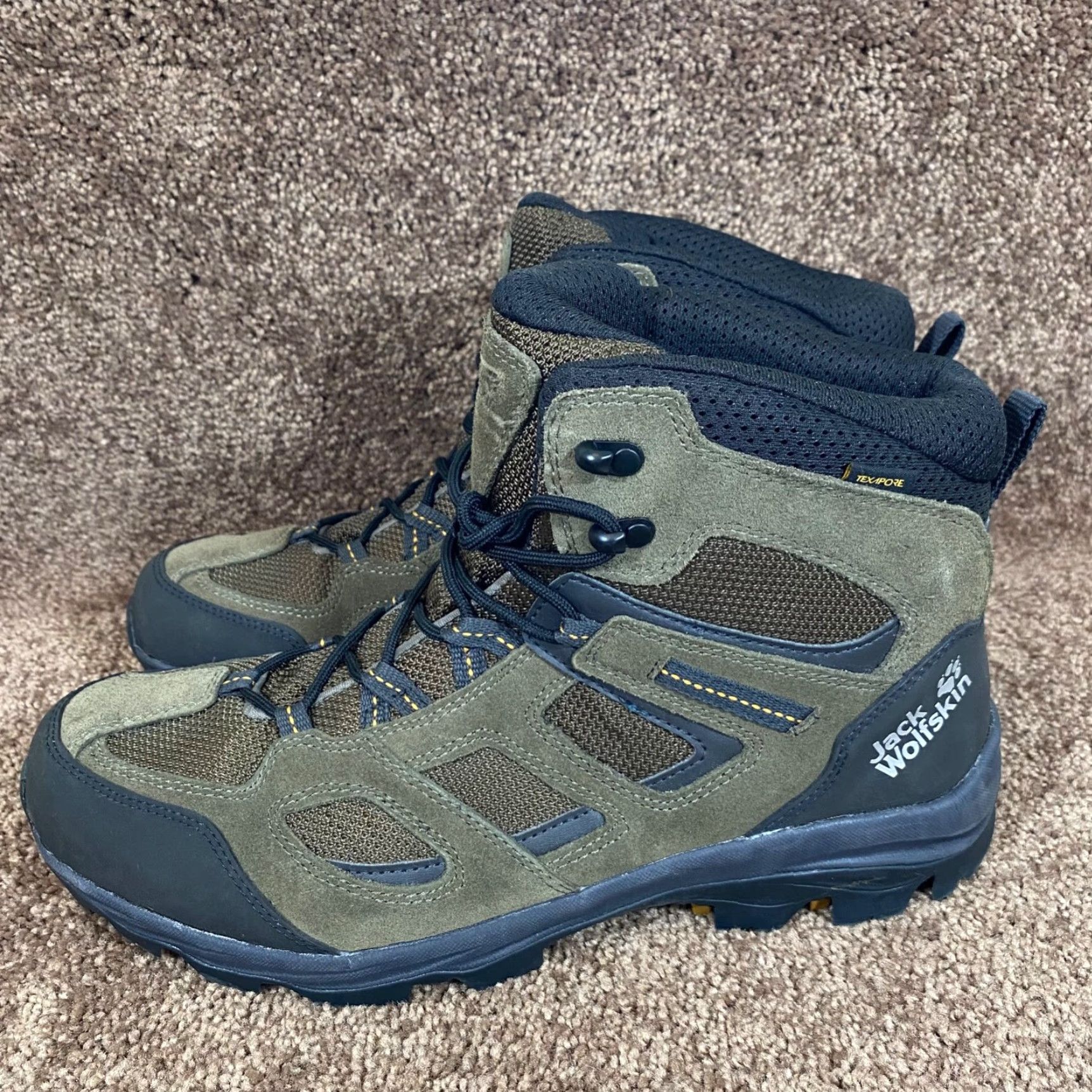 Jack Wolfskin Jack Wolfskin Kreisel 1 Boots Mens US 12 EU 45.5 Brown 8" Texapore Hiking Trail Waterproof Leather Upper Fabric Lining Breathable Mid-Calf Boot Size US 12 / EU 45 - 7 Thumbnail