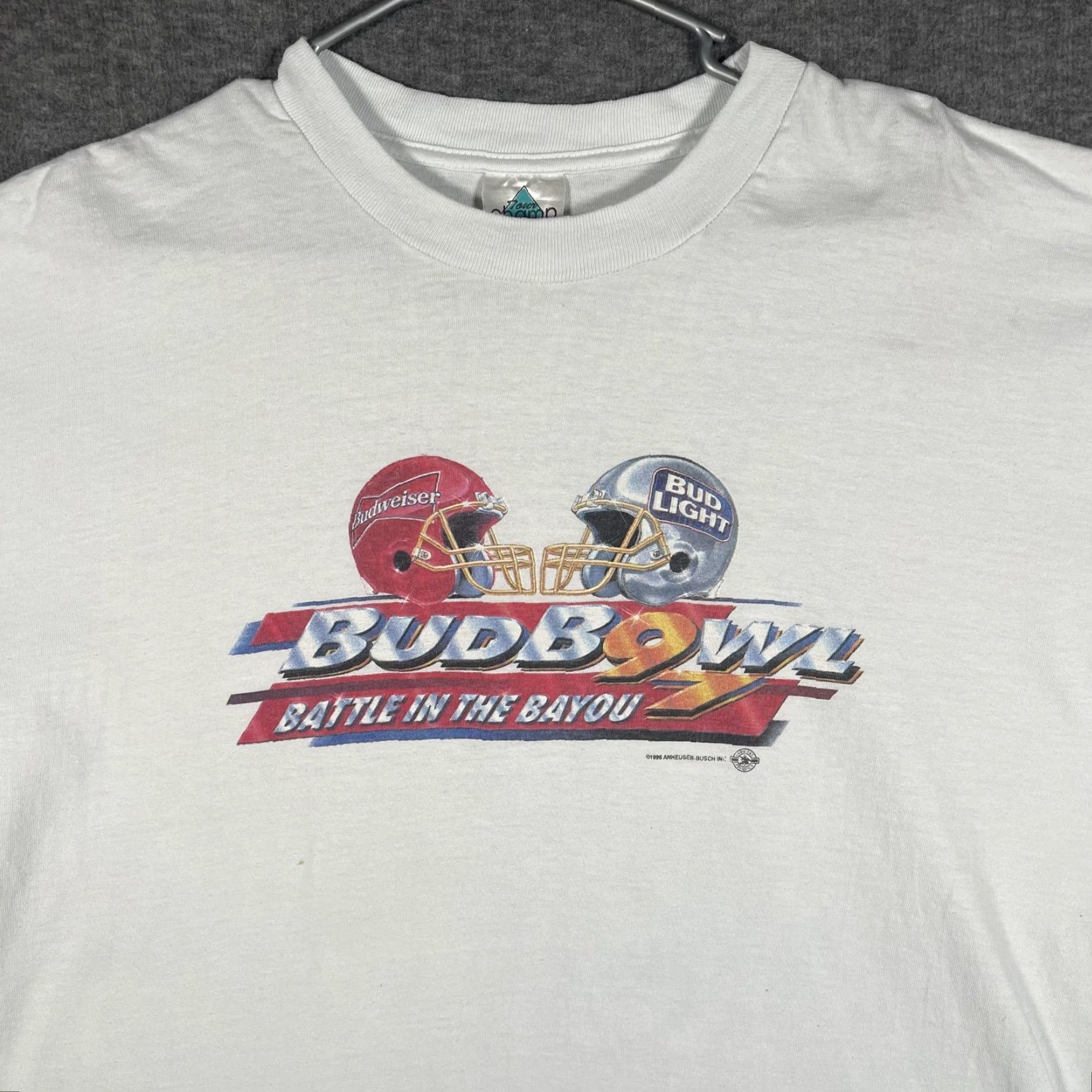 Budweiser VINTAGE Tour Champ Shirt Mens XL White Bud Bowl Budweiser Football Promo Tee Size US XL / EU 56 / 4 - 2 Thumbnail
