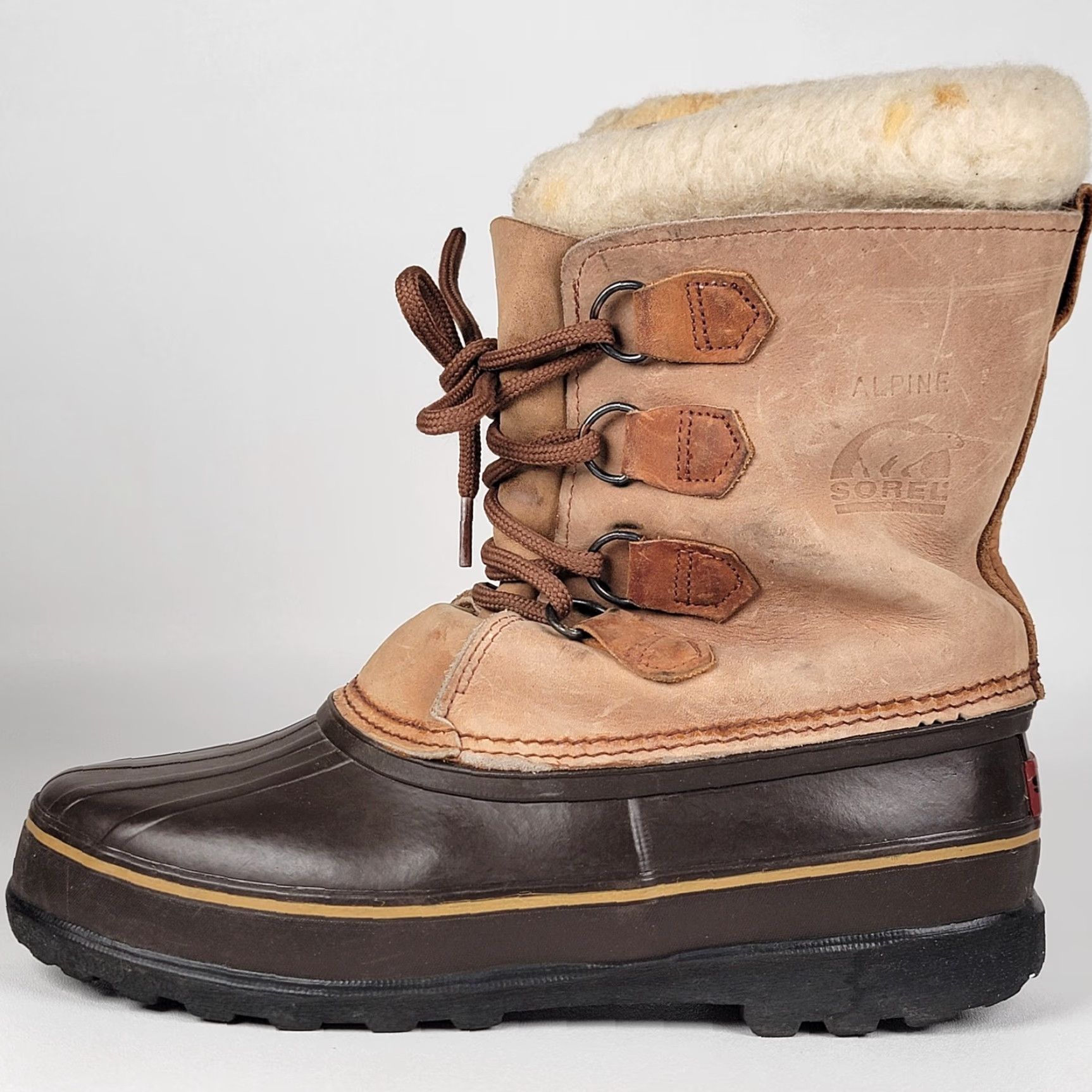 SOREL Sorel Caribou Boots Womens 6 Leather Waterproof Insulated Rubber Winter Brown/Tan Canada Size US 10 / IT 40 - 6 Thumbnail