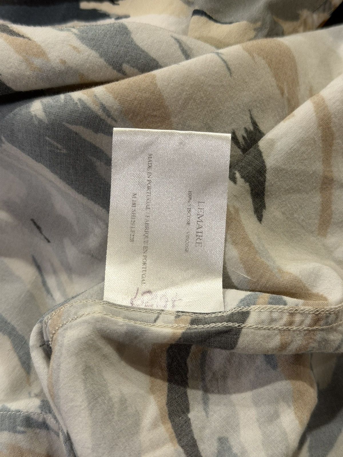 Lemaire Lemaire Cream Tiger Camo SS18 Convertible Collar Shirt Size US L / EU 52-54 / 3 - 12 Thumbnail