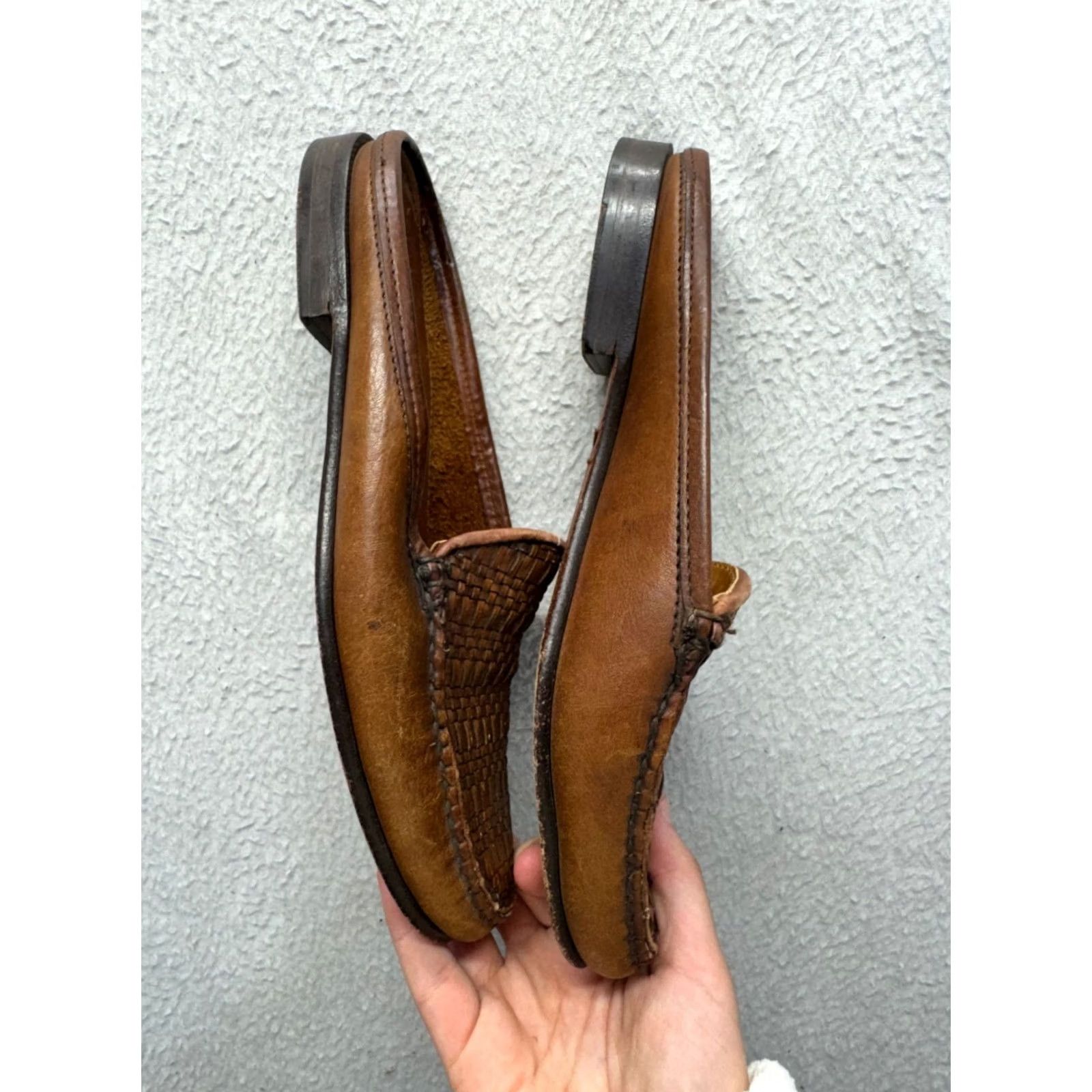 Cole Haan Cole Haan Brown Leather Woven Slip-On Loafers With Rubber Sole Mens 10.5 Casual Shoes Leather Upper Rubber Outsole Loafer Vintage No Size US 11 / EU 44 - 5 Thumbnail